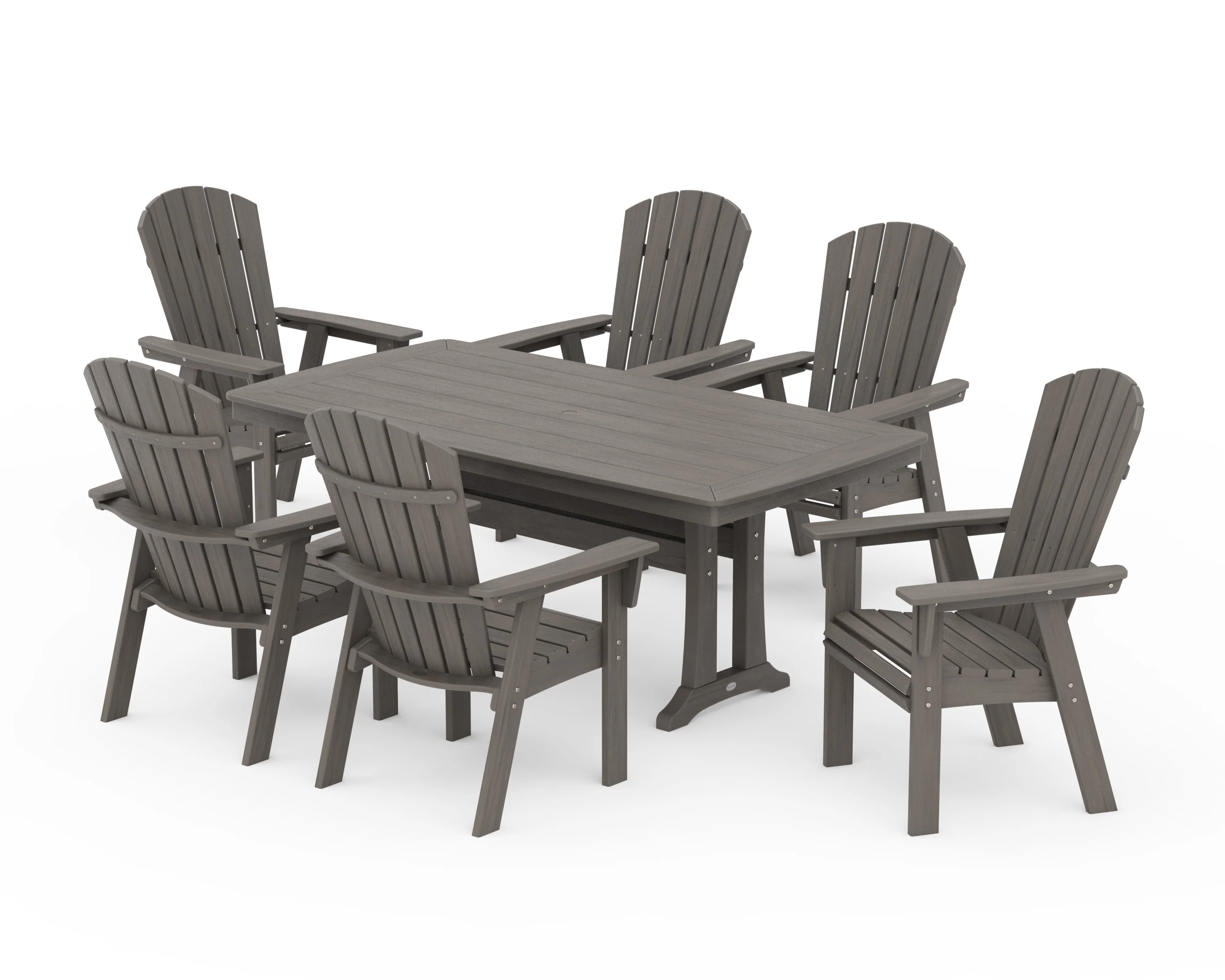 Nautical Curveback Adirondack 7-Piece Dining Set with Trestle Legs - Image 29