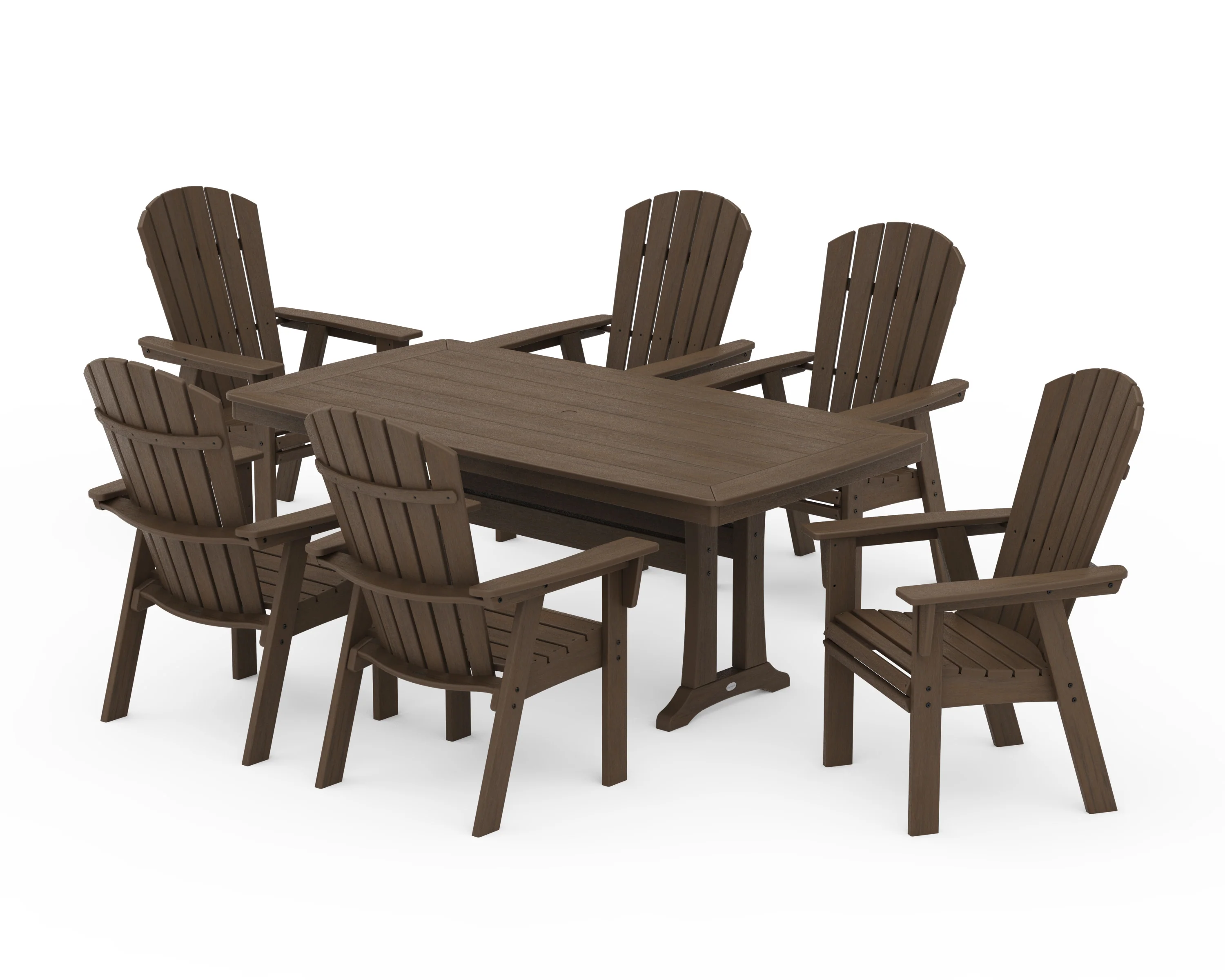Nautical Curveback Adirondack 7-Piece Dining Set with Trestle Legs - Image 30
