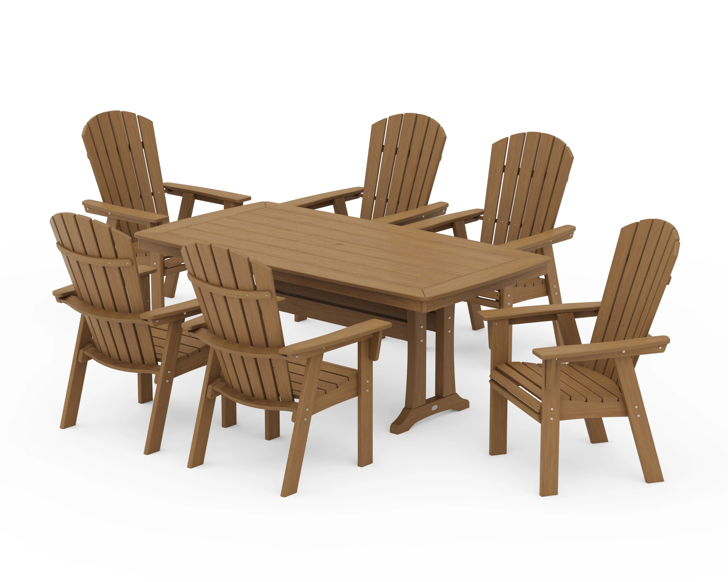 Nautical Curveback Adirondack 7-Piece Dining Set with Trestle Legs - Image 31