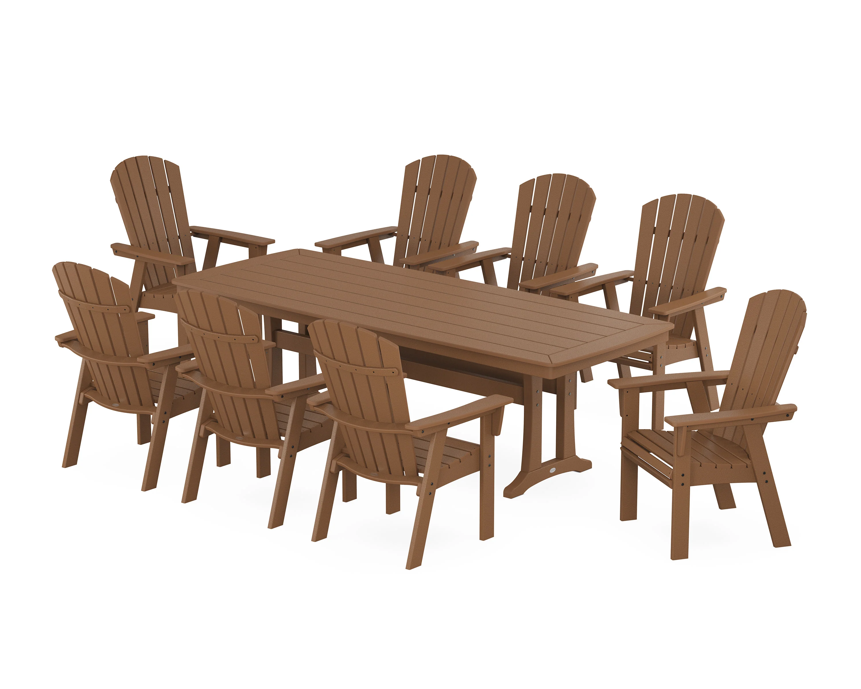 Nautical Curveback Adirondack 9-Piece Dining Set with Trestle Legs - Image 10