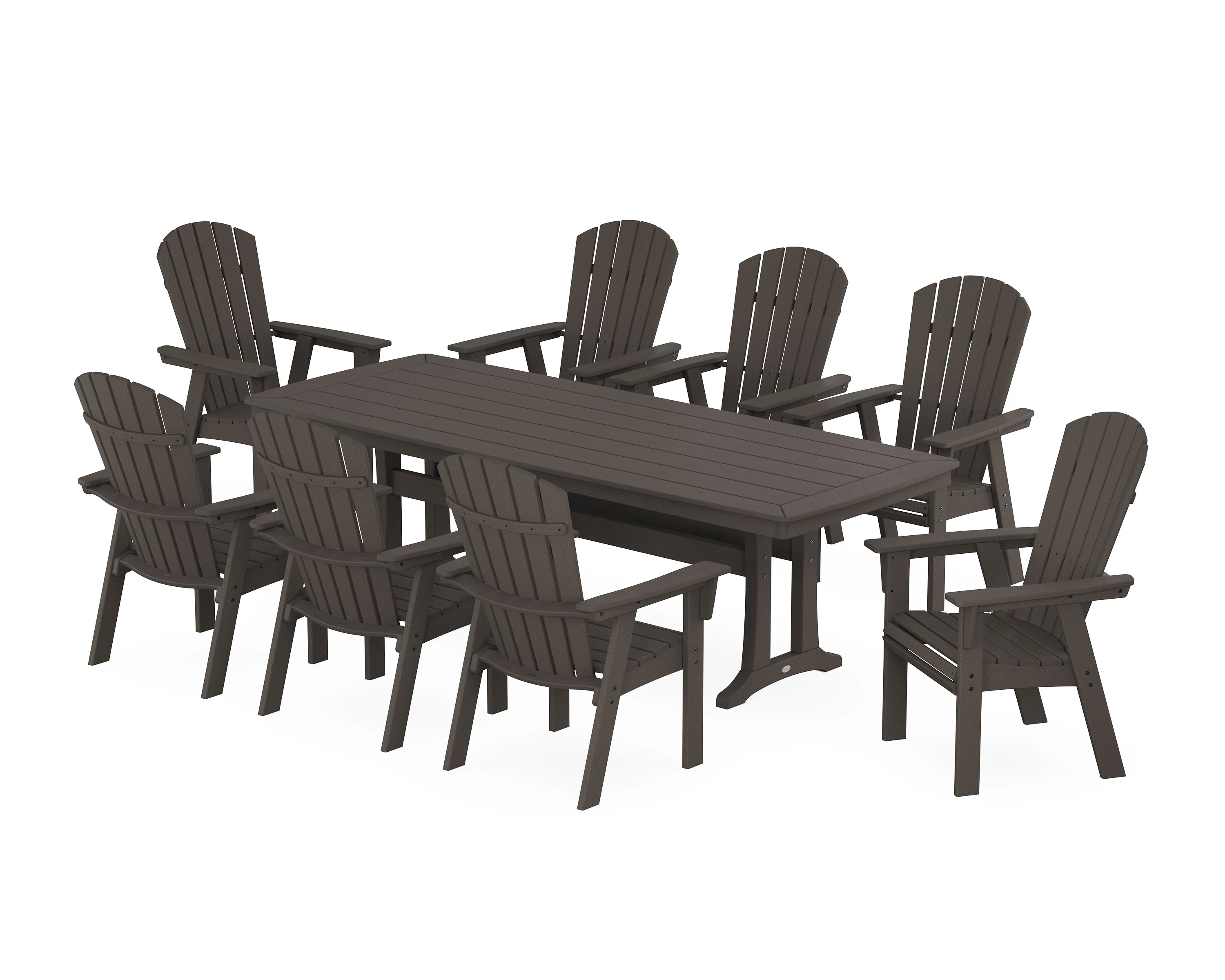 Nautical Curveback Adirondack 9-Piece Dining Set with Trestle Legs - Image 11