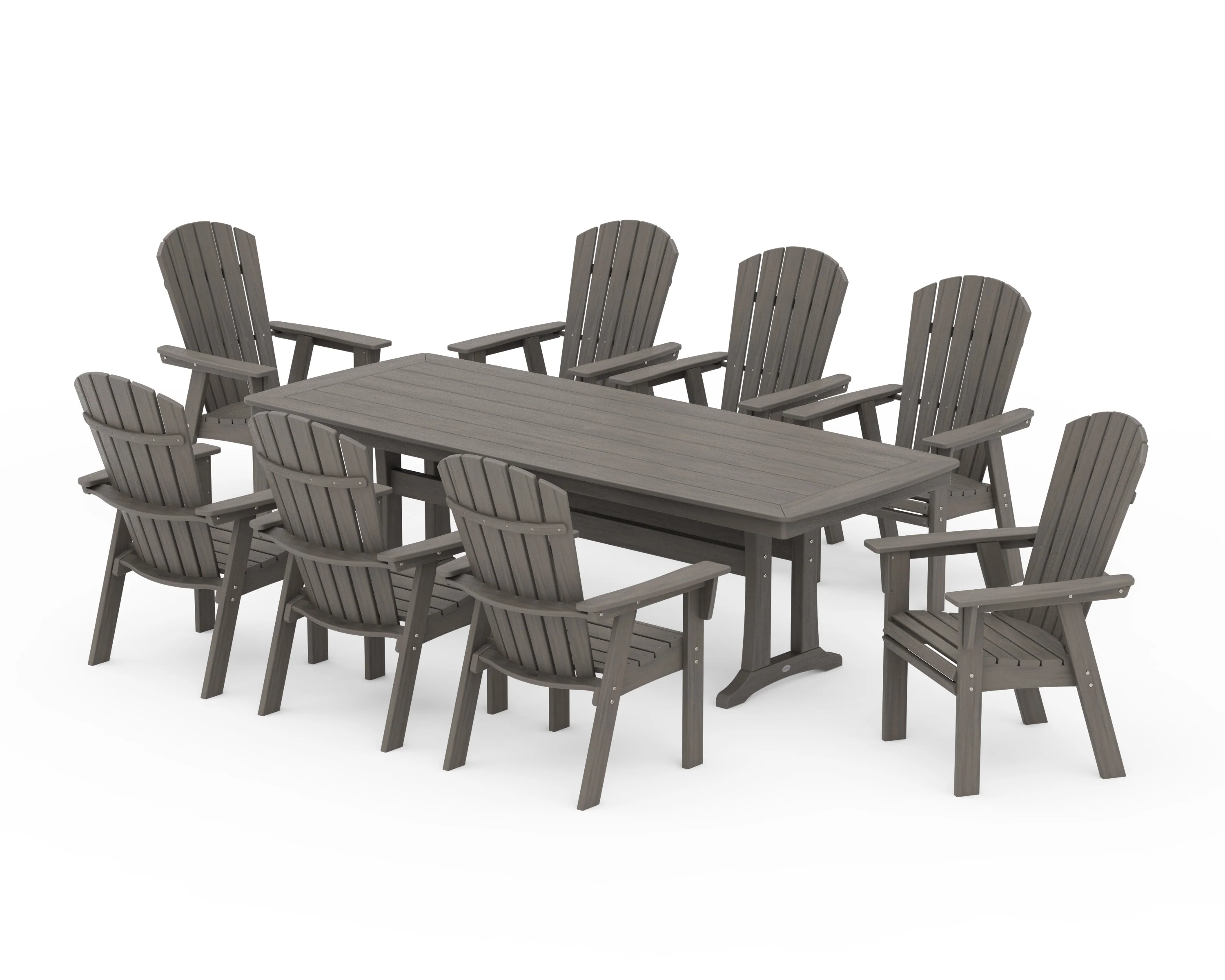 Nautical Curveback Adirondack 9-Piece Dining Set with Trestle Legs - Image 13