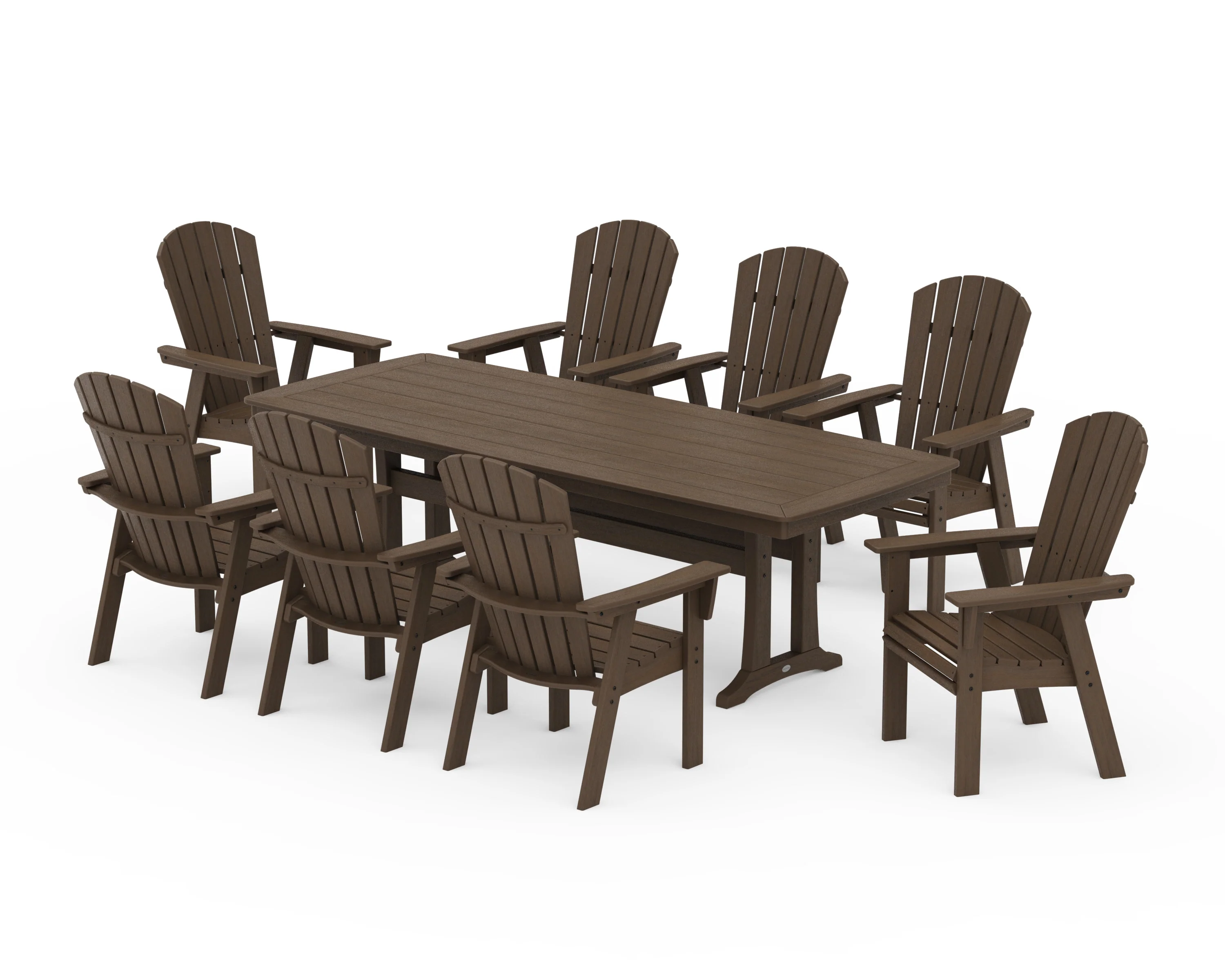 Nautical Curveback Adirondack 9-Piece Dining Set with Trestle Legs - Image 14