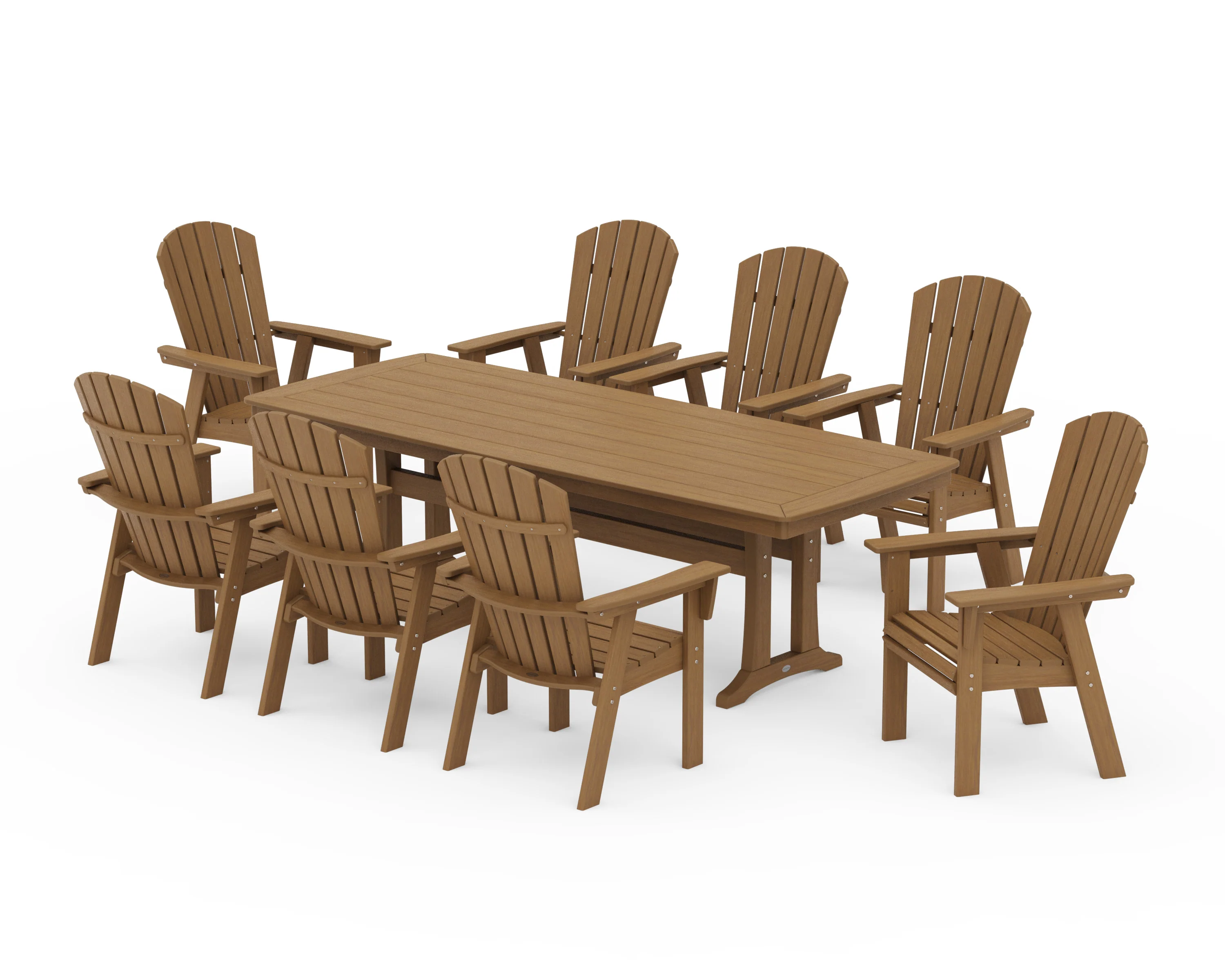 Nautical Curveback Adirondack 9-Piece Dining Set with Trestle Legs - Image 15