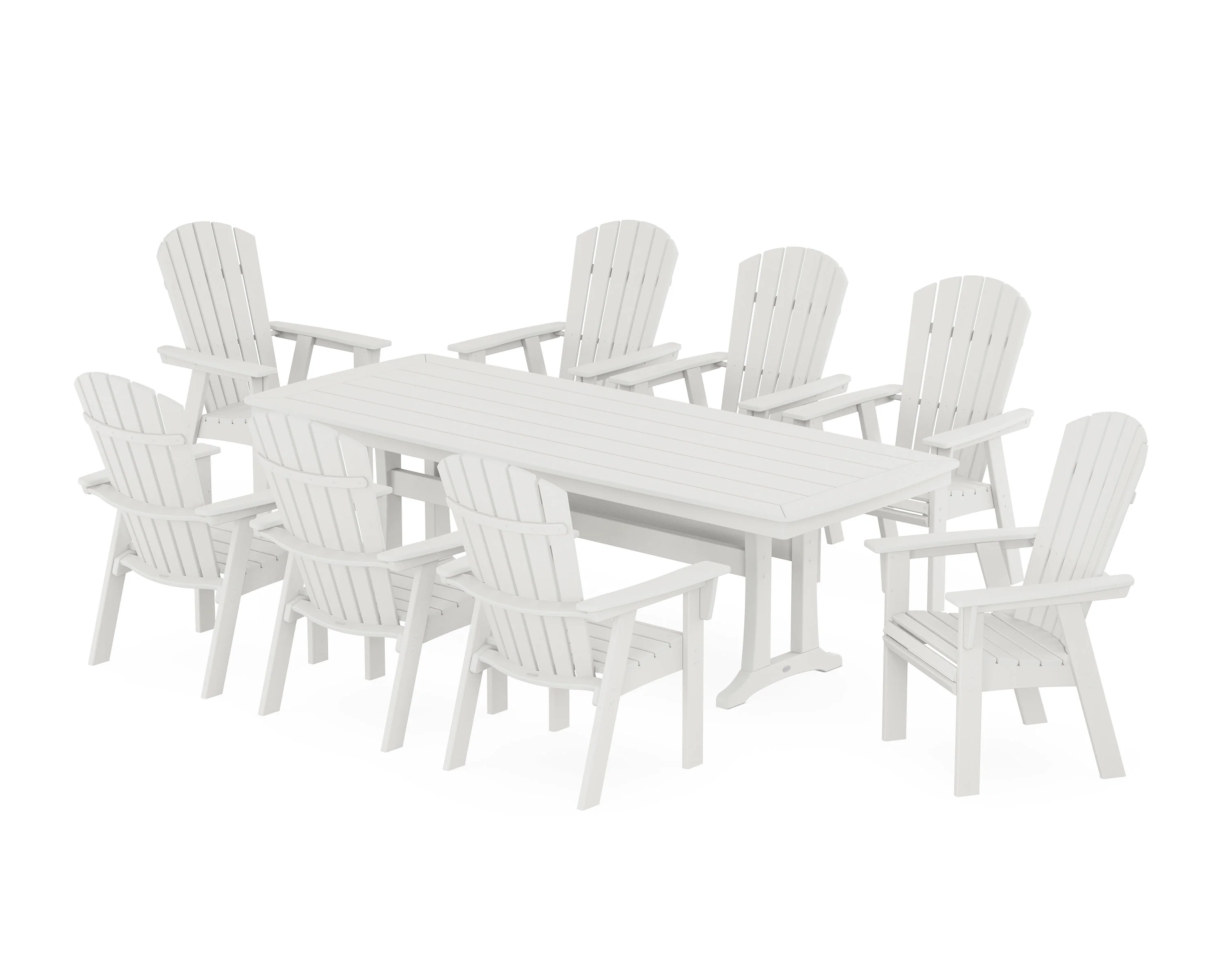 Nautical Curveback Adirondack 9-Piece Dining Set with Trestle Legs - Image 4