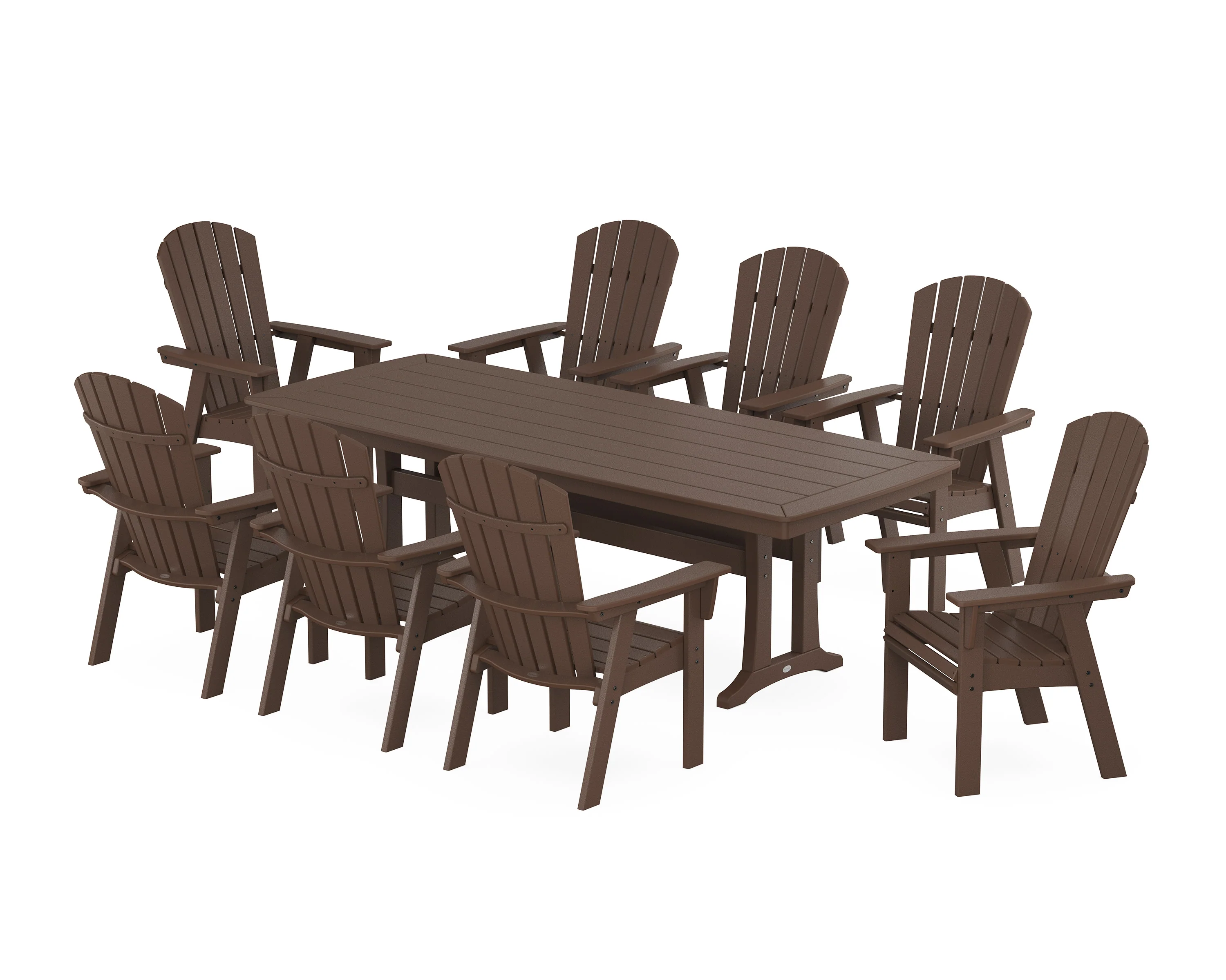 Nautical Curveback Adirondack 9-Piece Dining Set with Trestle Legs - Image 5