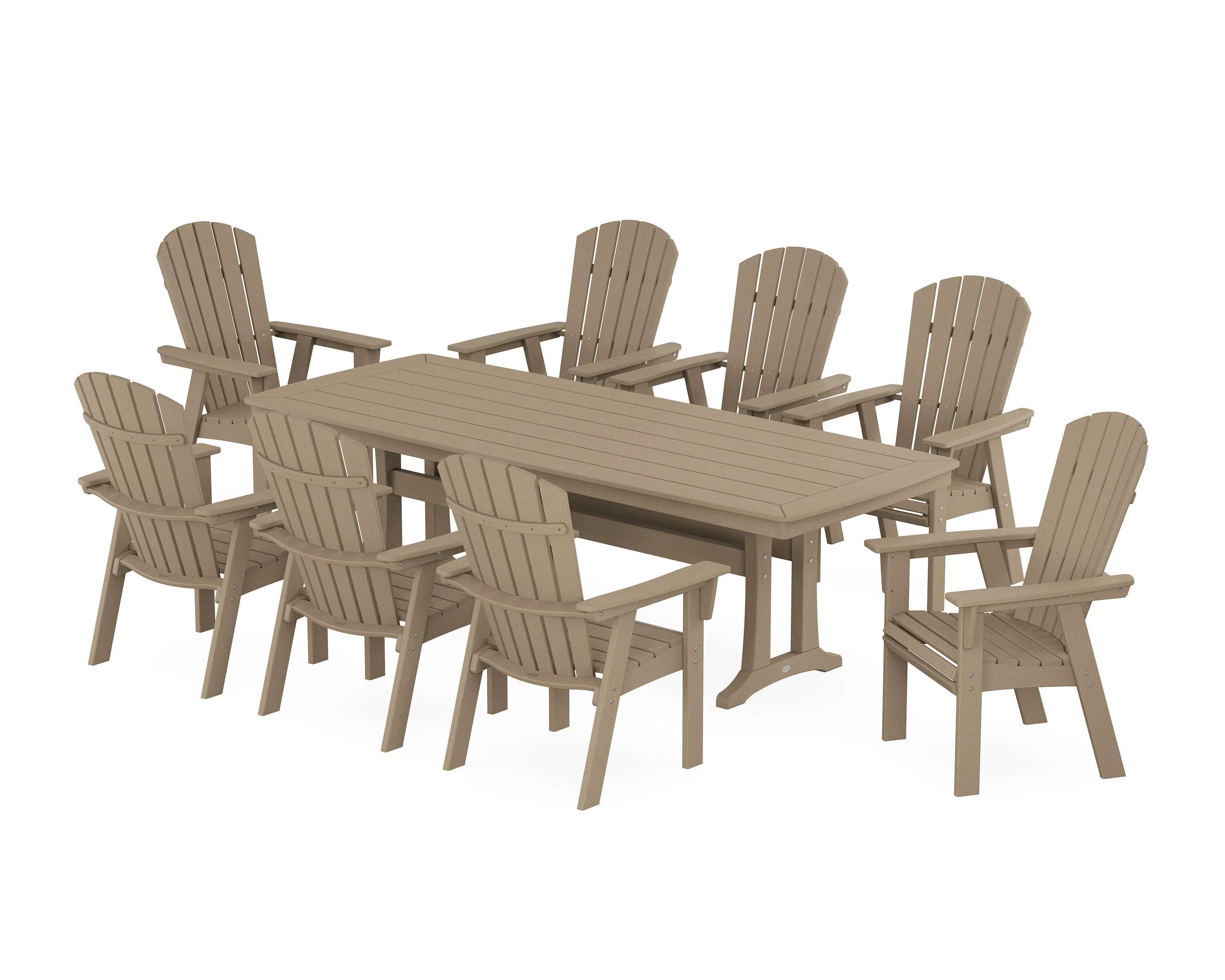 Nautical Curveback Adirondack 9-Piece Dining Set with Trestle Legs - Image 6