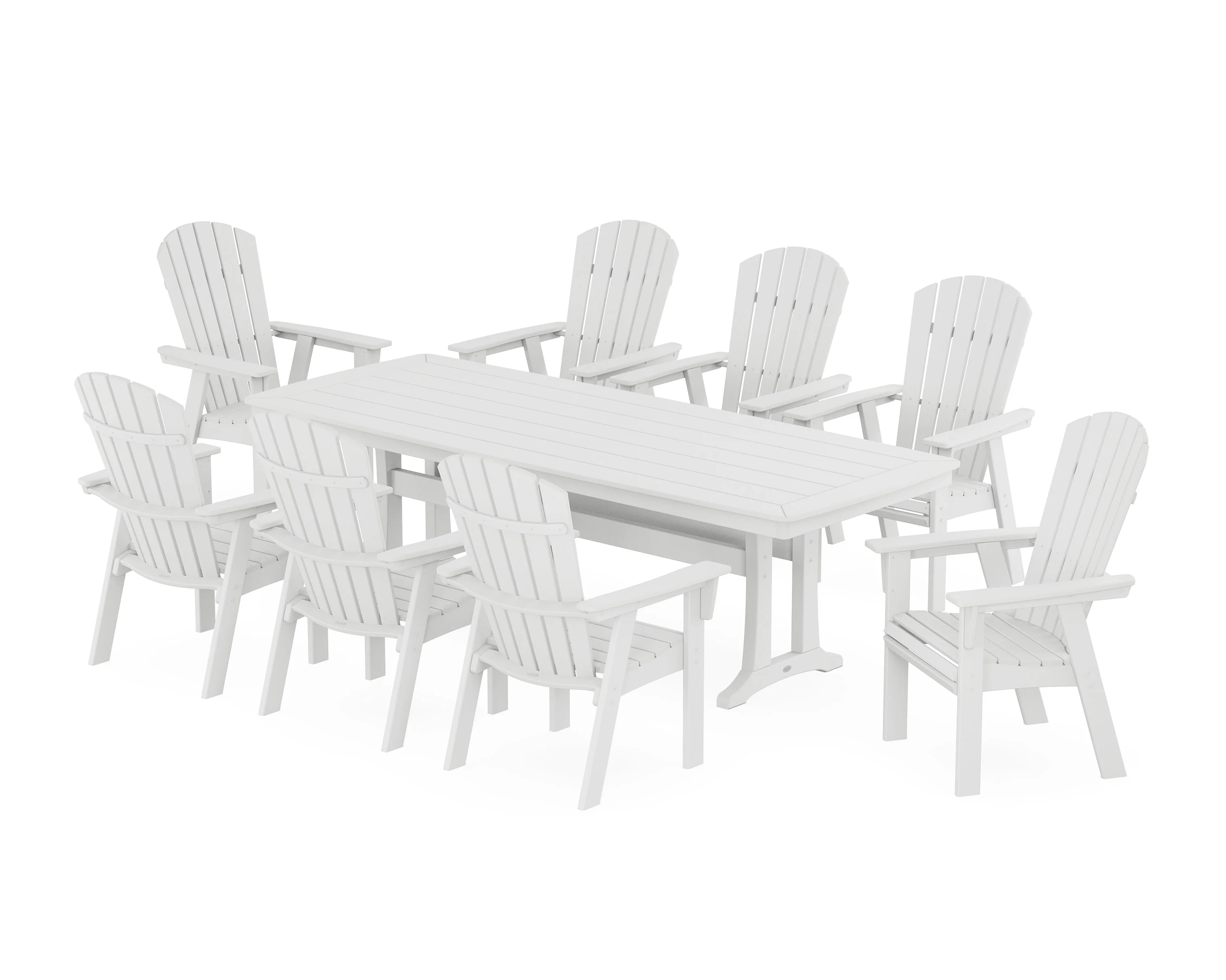 Nautical Curveback Adirondack 9-Piece Dining Set with Trestle Legs - Image 7
