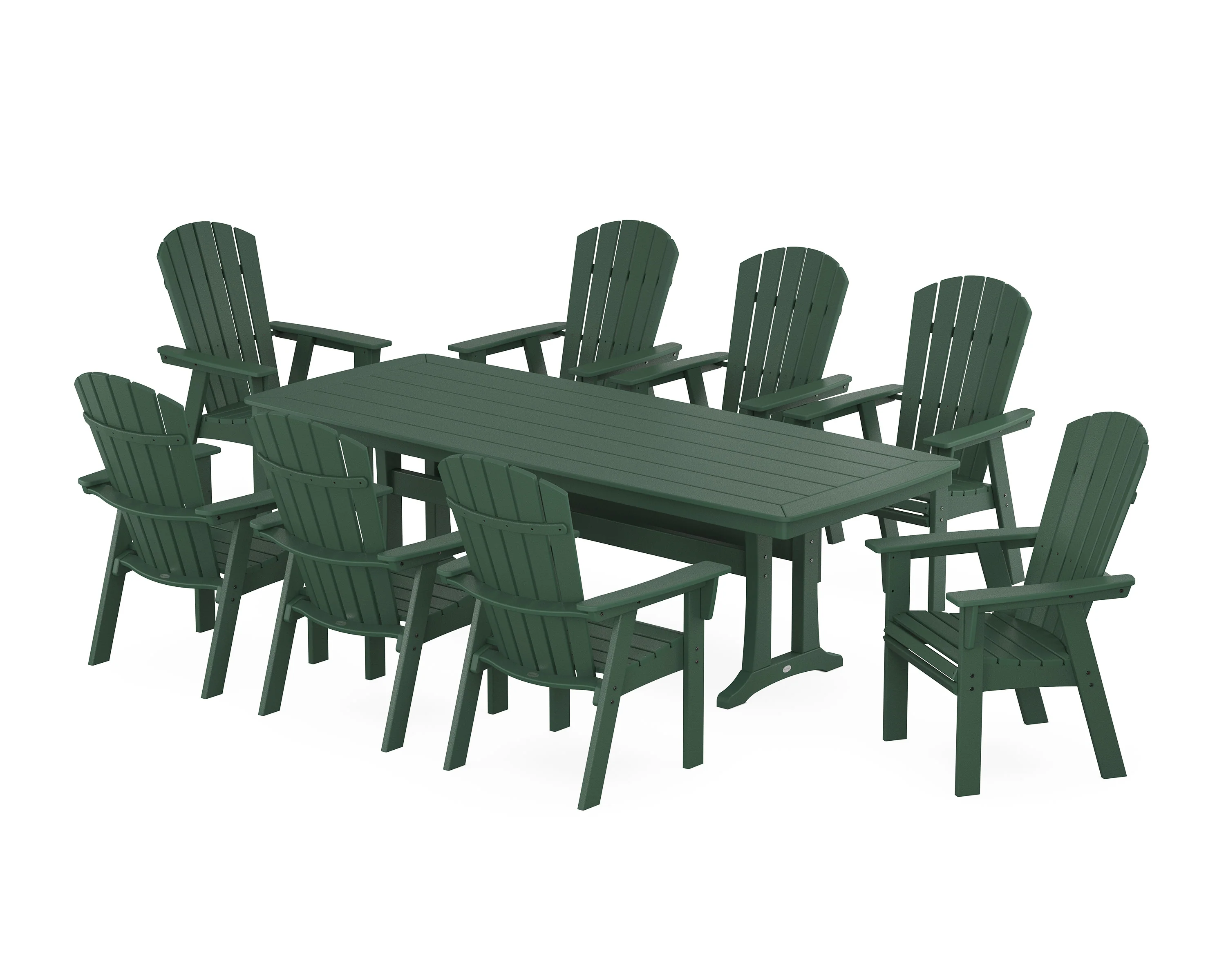 Nautical Curveback Adirondack 9-Piece Dining Set with Trestle Legs - Image 8