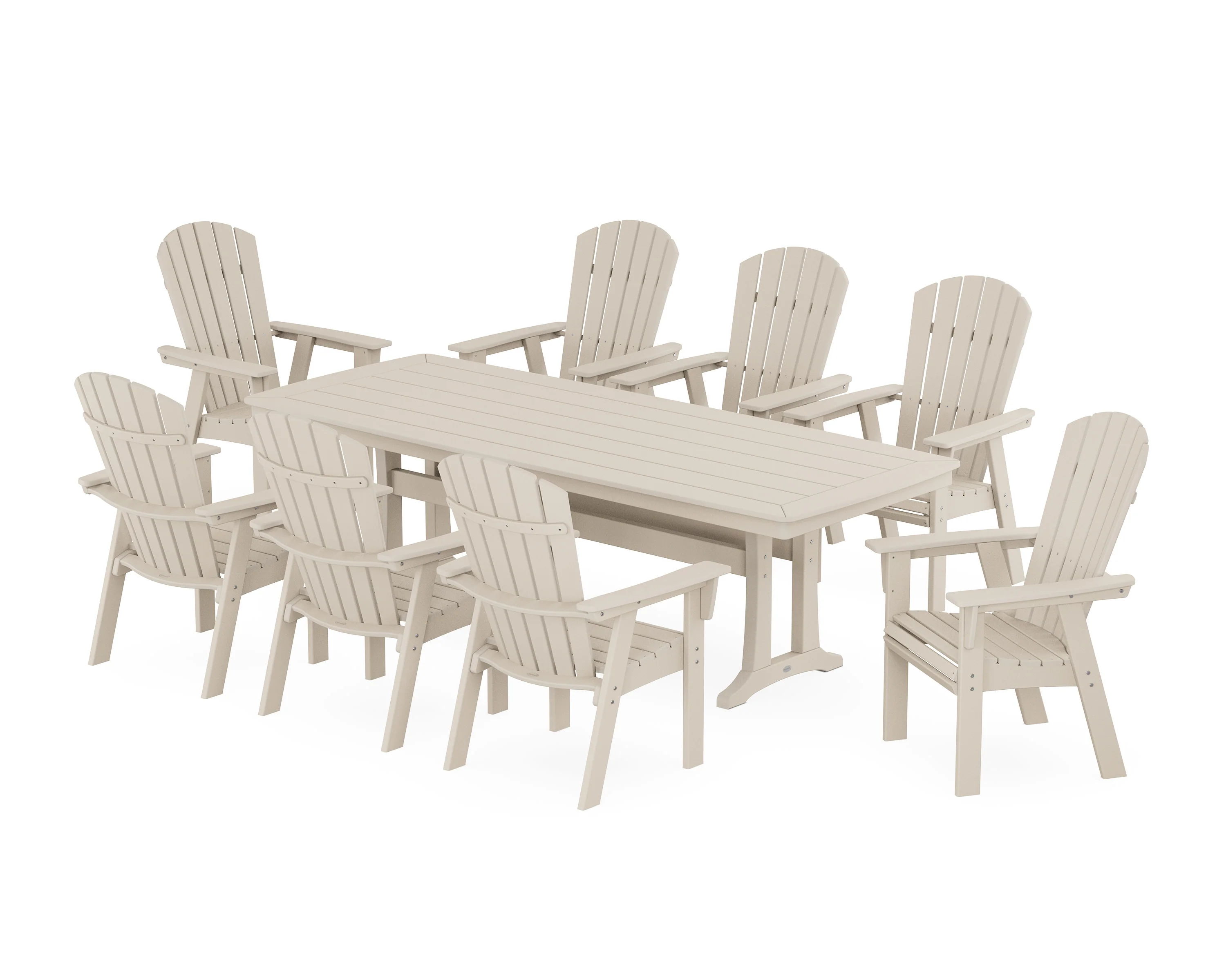 Nautical Curveback Adirondack 9-Piece Dining Set with Trestle Legs - Image 9