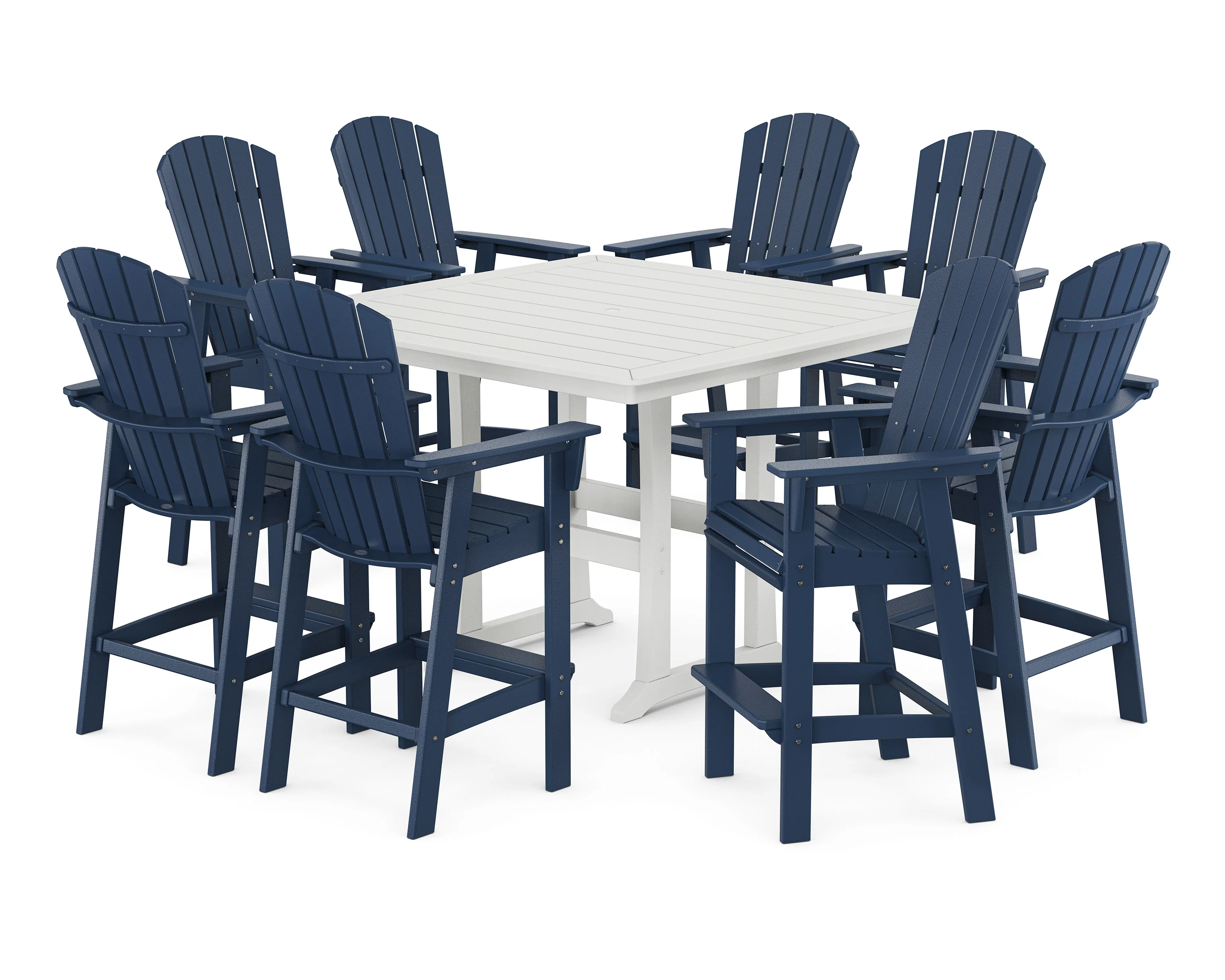 Nautical Curveback Adirondack 9-Piece Trestle Bar Set - Image 5