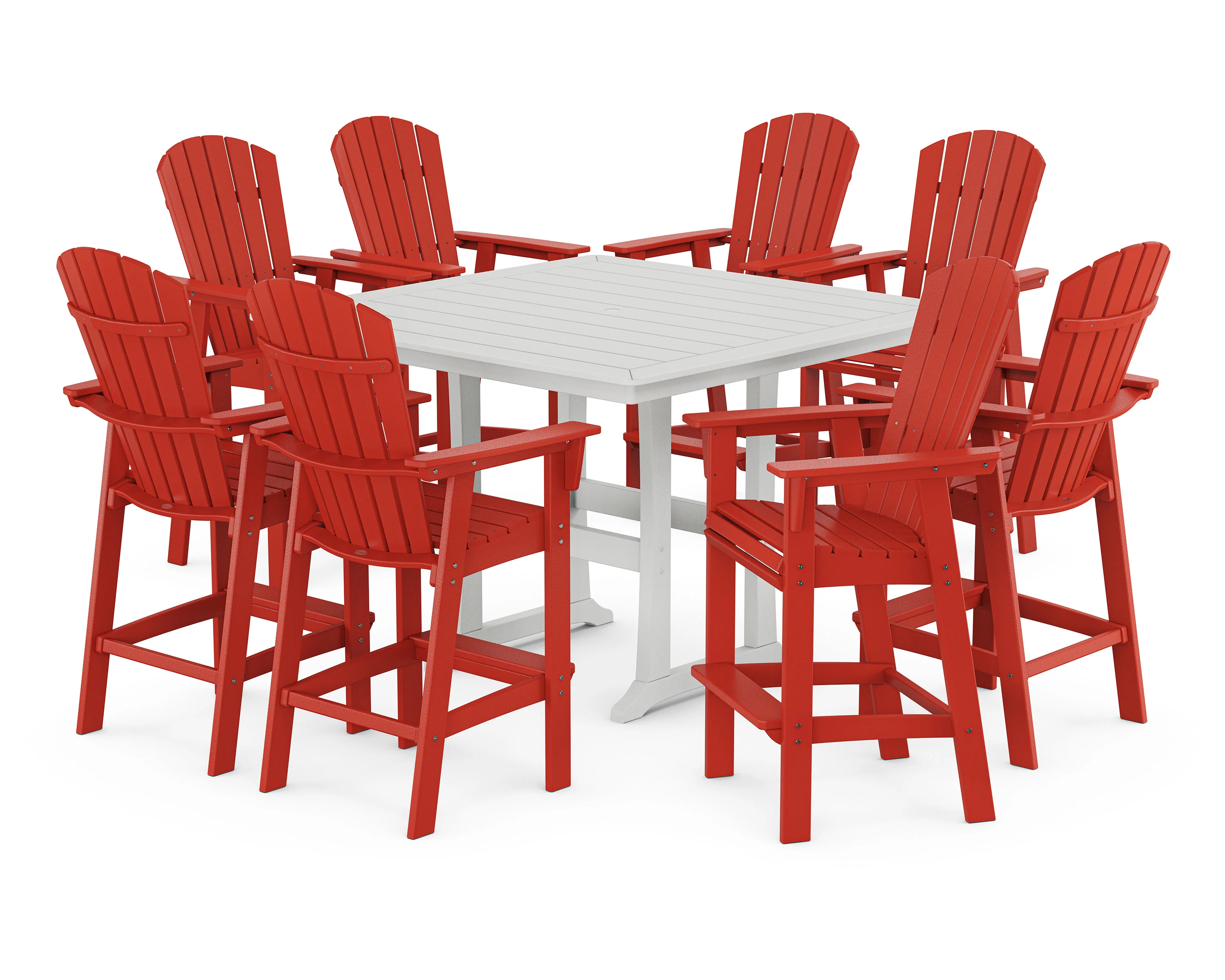 Nautical Curveback Adirondack 9-Piece Trestle Bar Set - Image 9