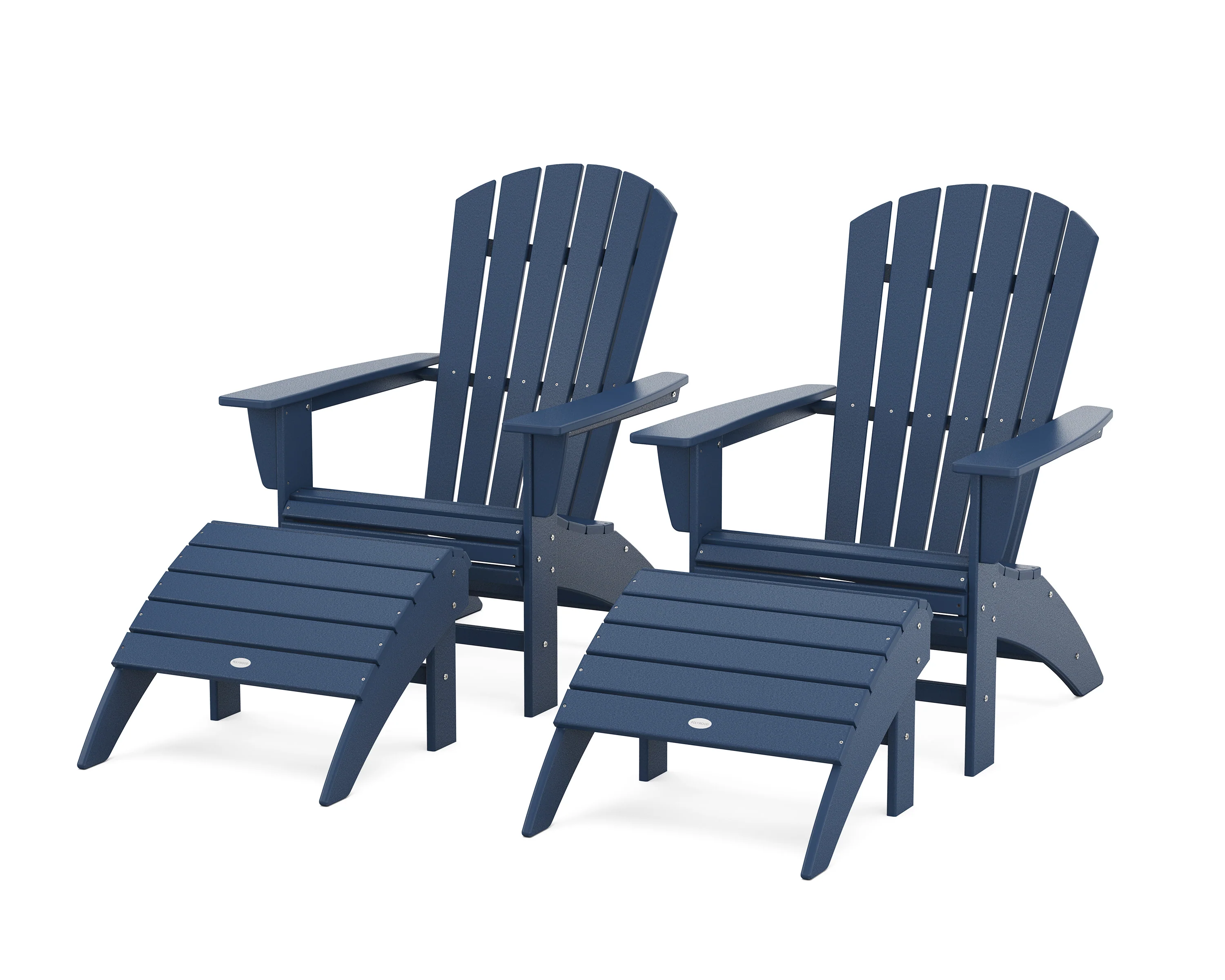 Nautical Curveback Adirondack Chair 4-Piece Set with Ottomans - Image 2