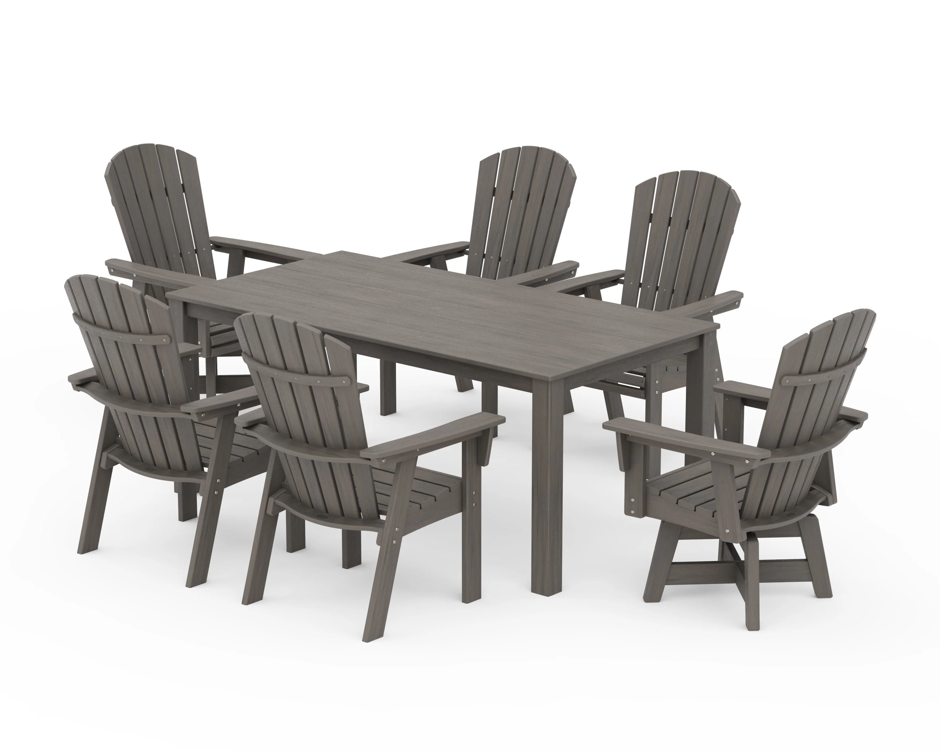 Nautical Curveback Adirondack Swivel 7-Piece Parsons Dining Set - Image 10