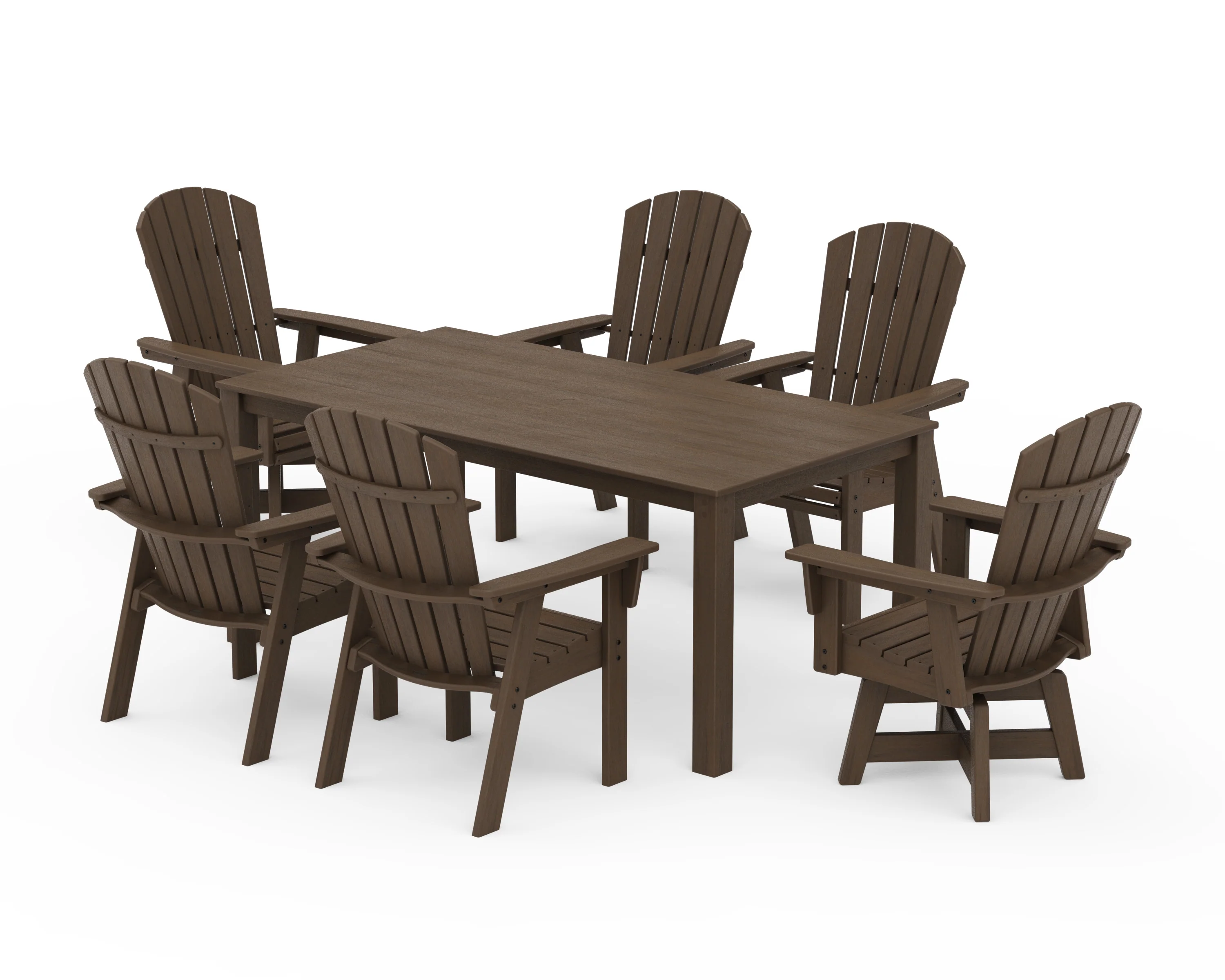 Nautical Curveback Adirondack Swivel 7-Piece Parsons Dining Set - Image 11
