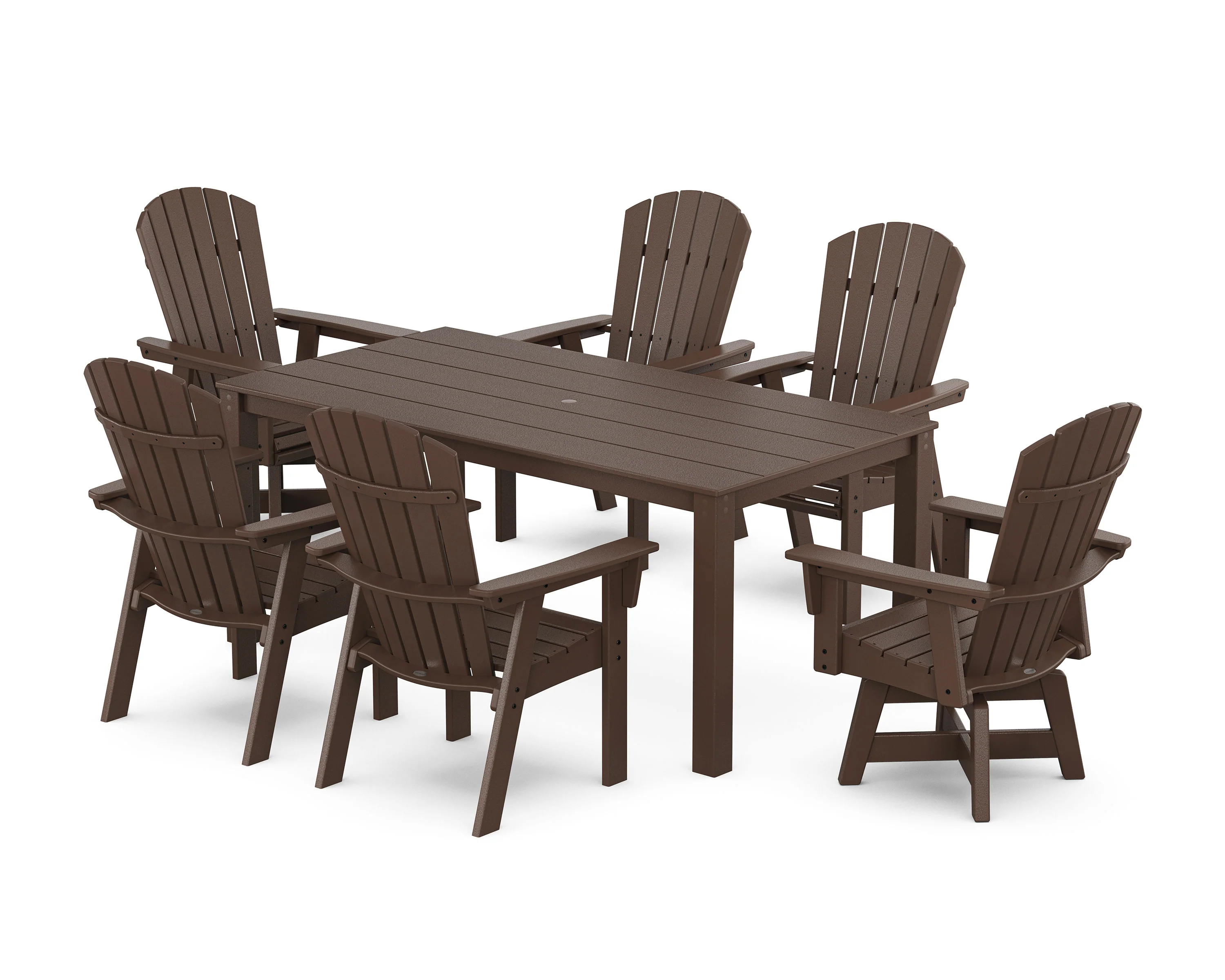 Nautical Curveback Adirondack Swivel 7-Piece Parsons Dining Set - Image 4