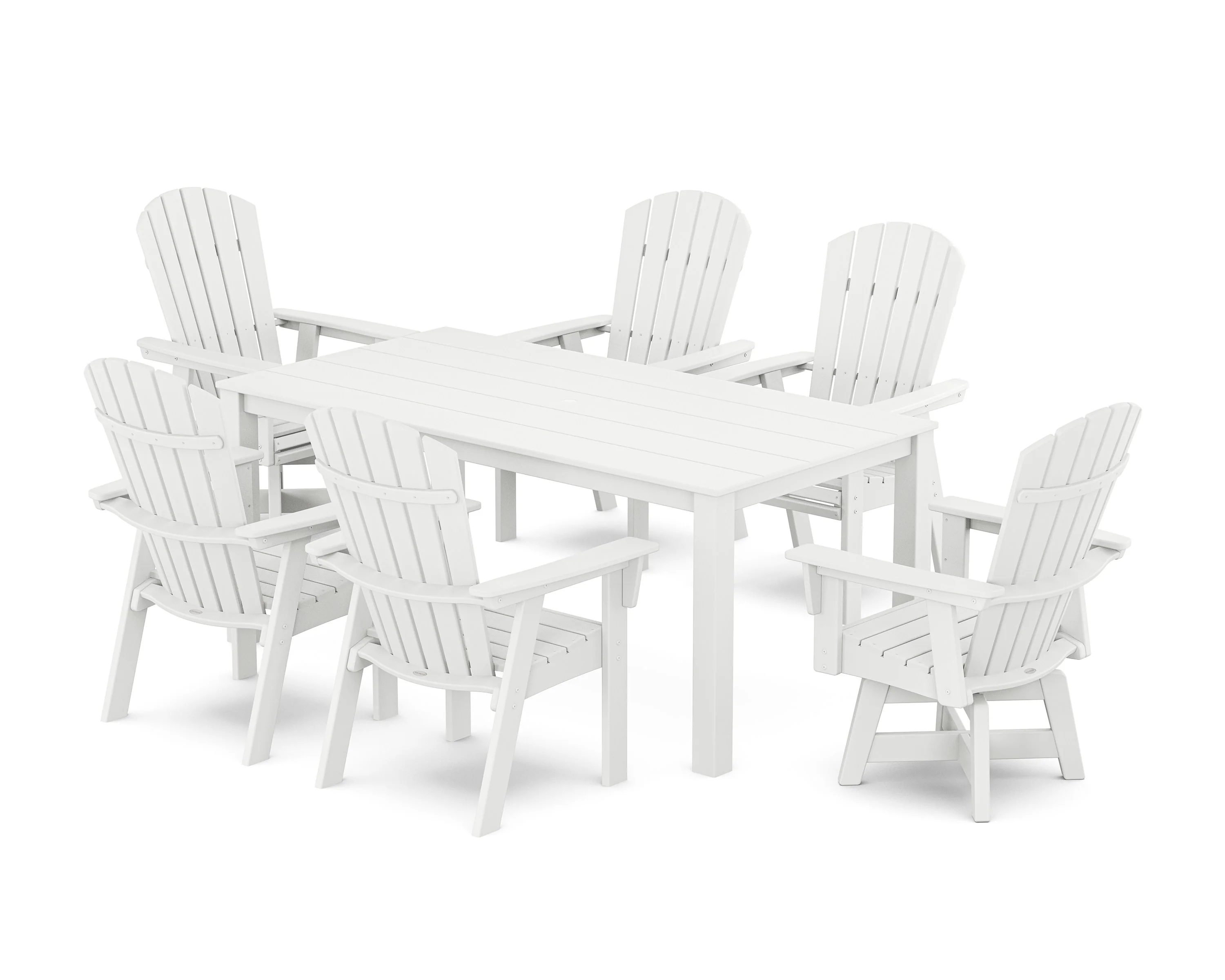 Nautical Curveback Adirondack Swivel 7-Piece Parsons Dining Set - Image 5