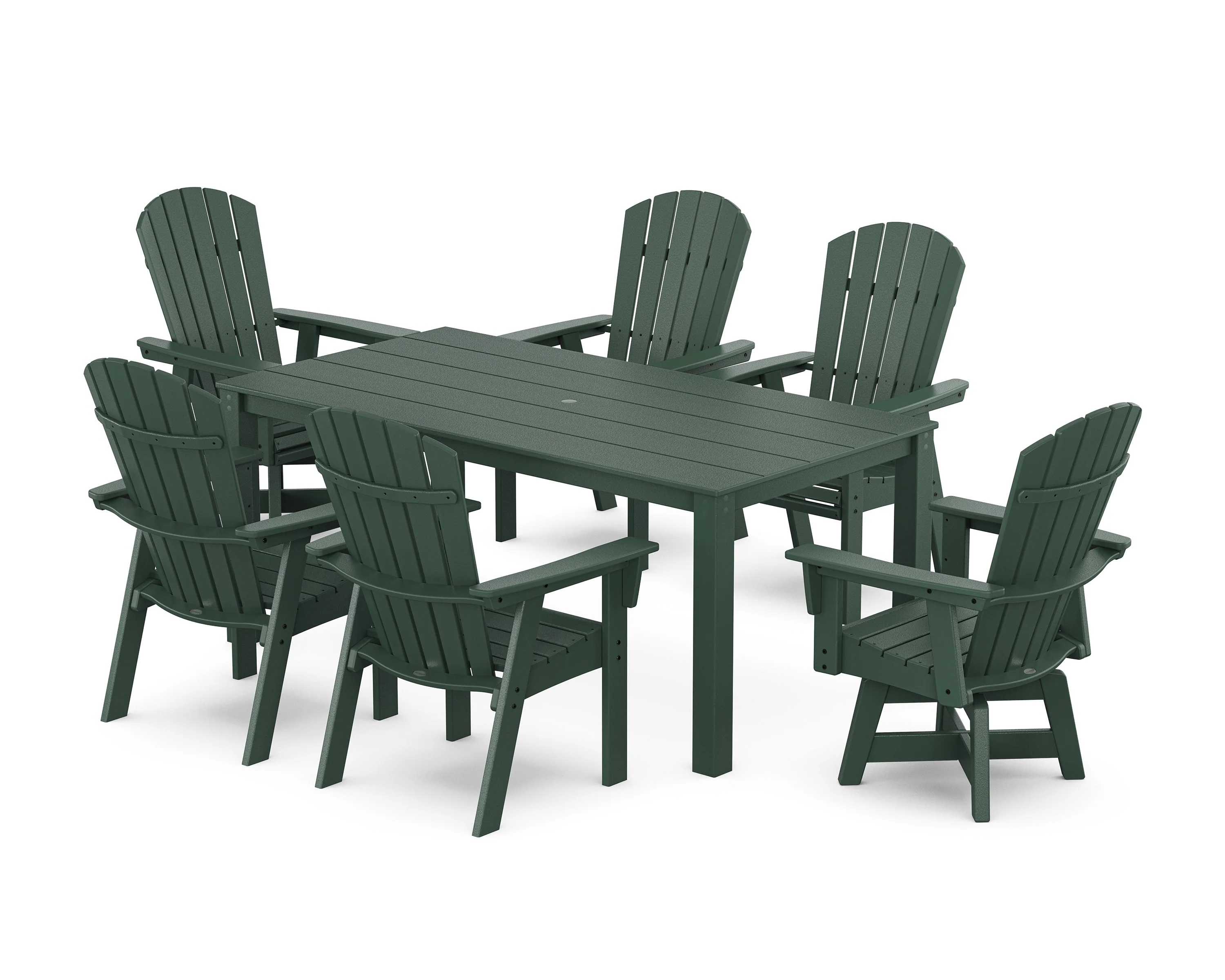 Nautical Curveback Adirondack Swivel 7-Piece Parsons Dining Set - Image 6