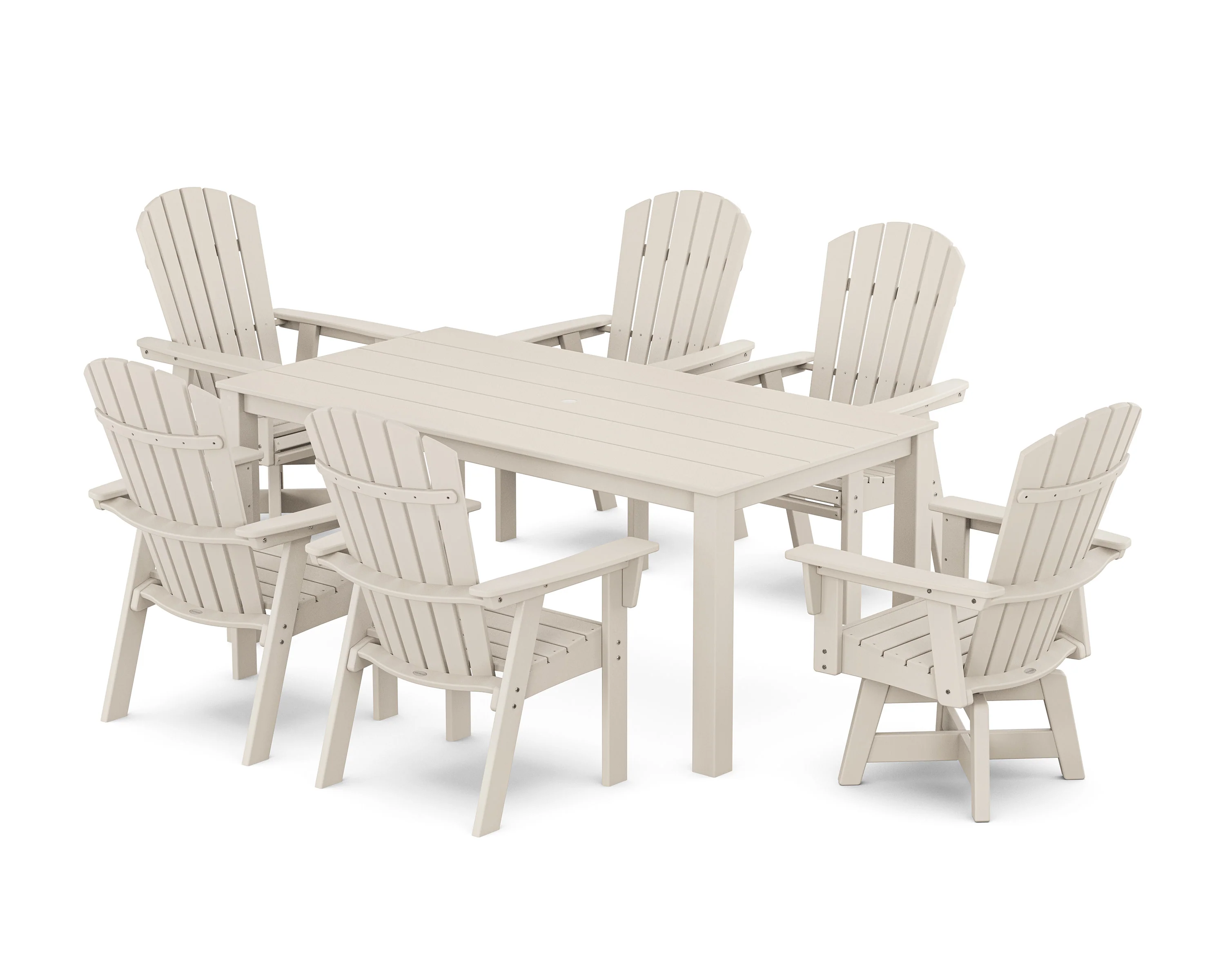 Nautical Curveback Adirondack Swivel 7-Piece Parsons Dining Set - Image 8