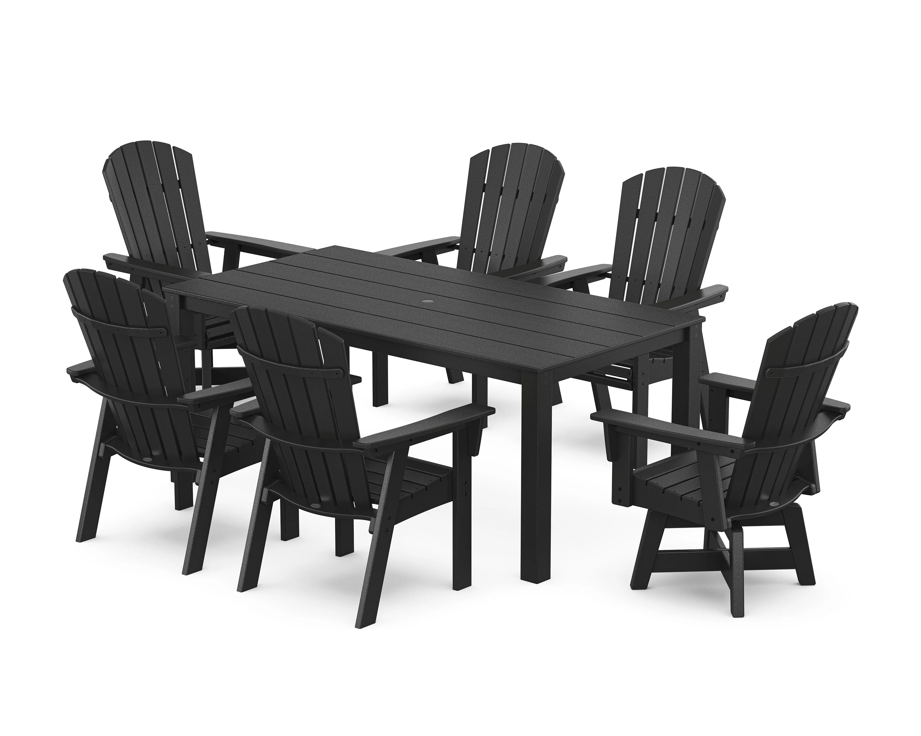 Nautical Curveback Adirondack Swivel 7-Piece Parsons Dining Set - Image 9