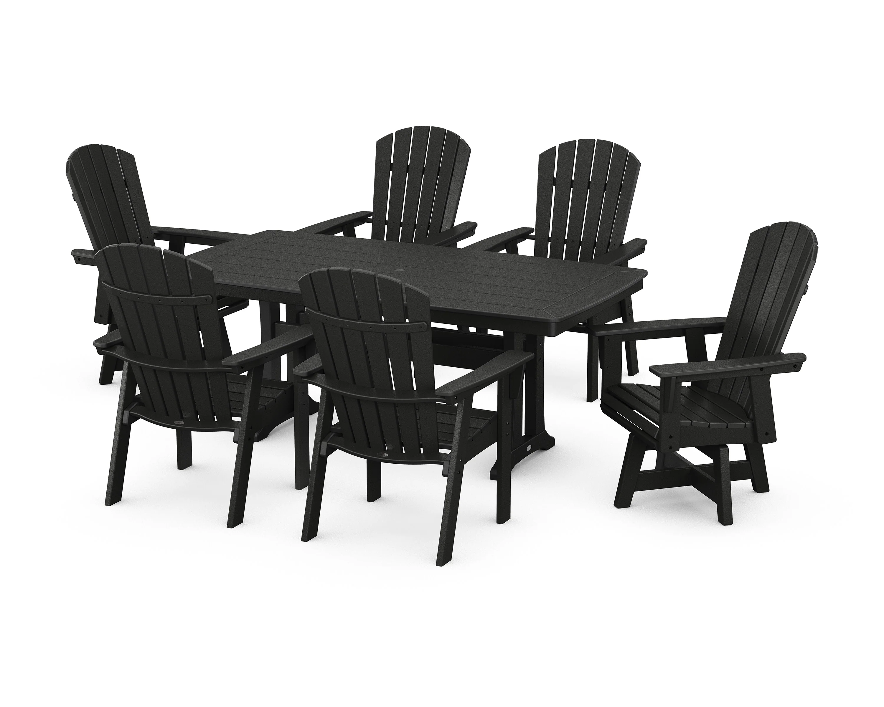 Nautical Curveback Adirondack Swivel Chair 7-Piece Dining Set with Trestle Legs - Image 4