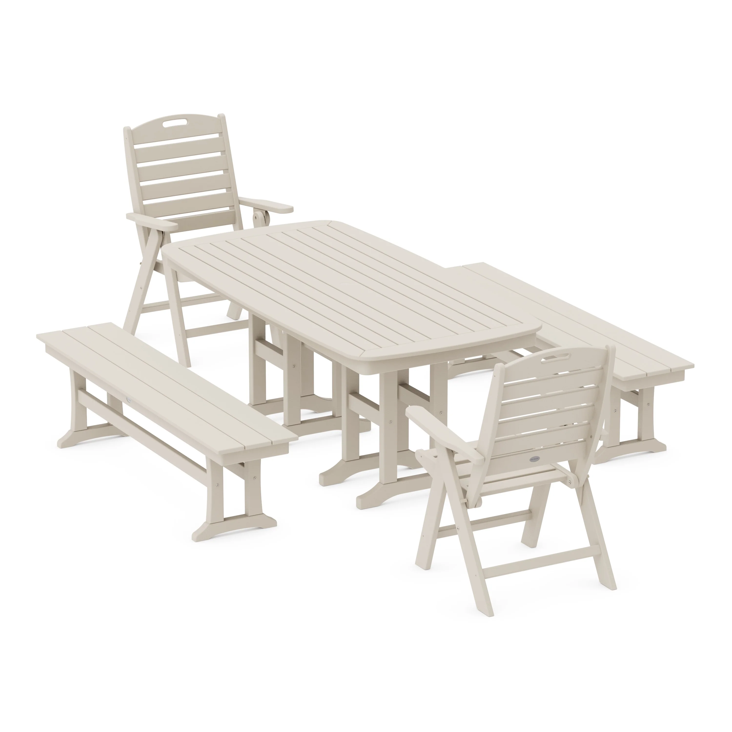 Nautical Highback 5-Piece Dining Set with Benches - Image 10