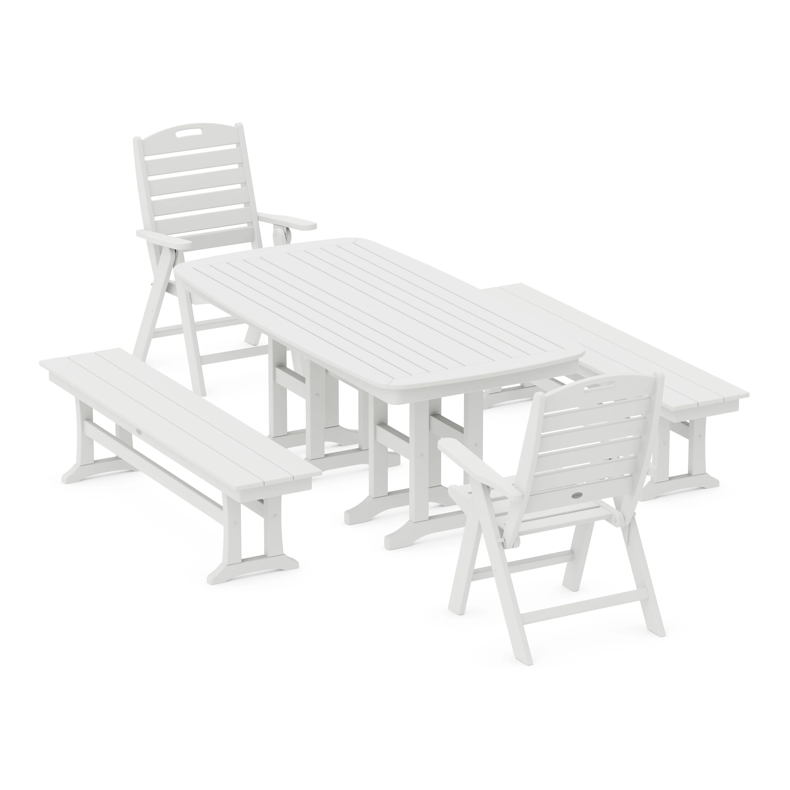 Nautical Highback 5-Piece Dining Set with Benches - Image 3
