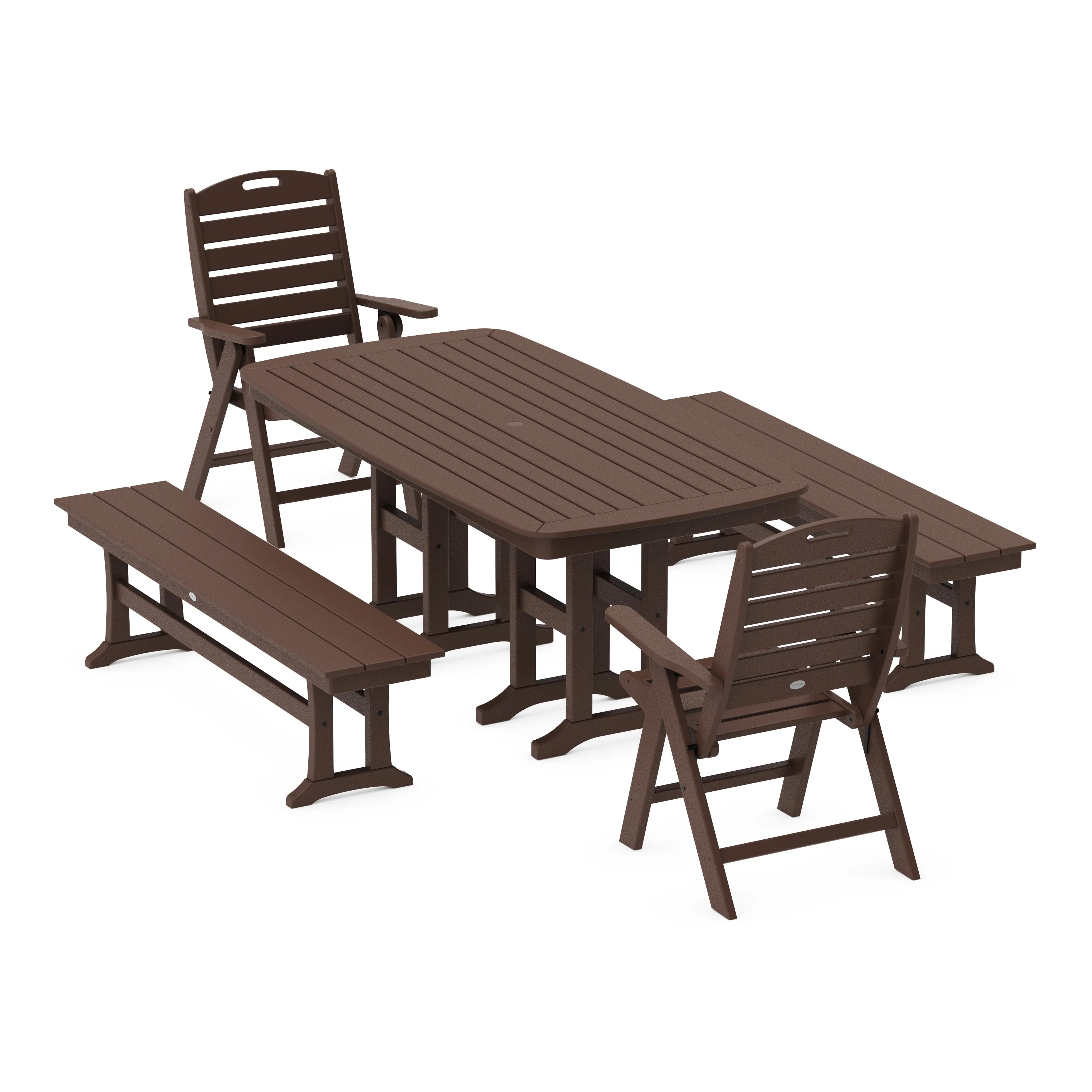Nautical Highback 5-Piece Dining Set with Benches - Image 4