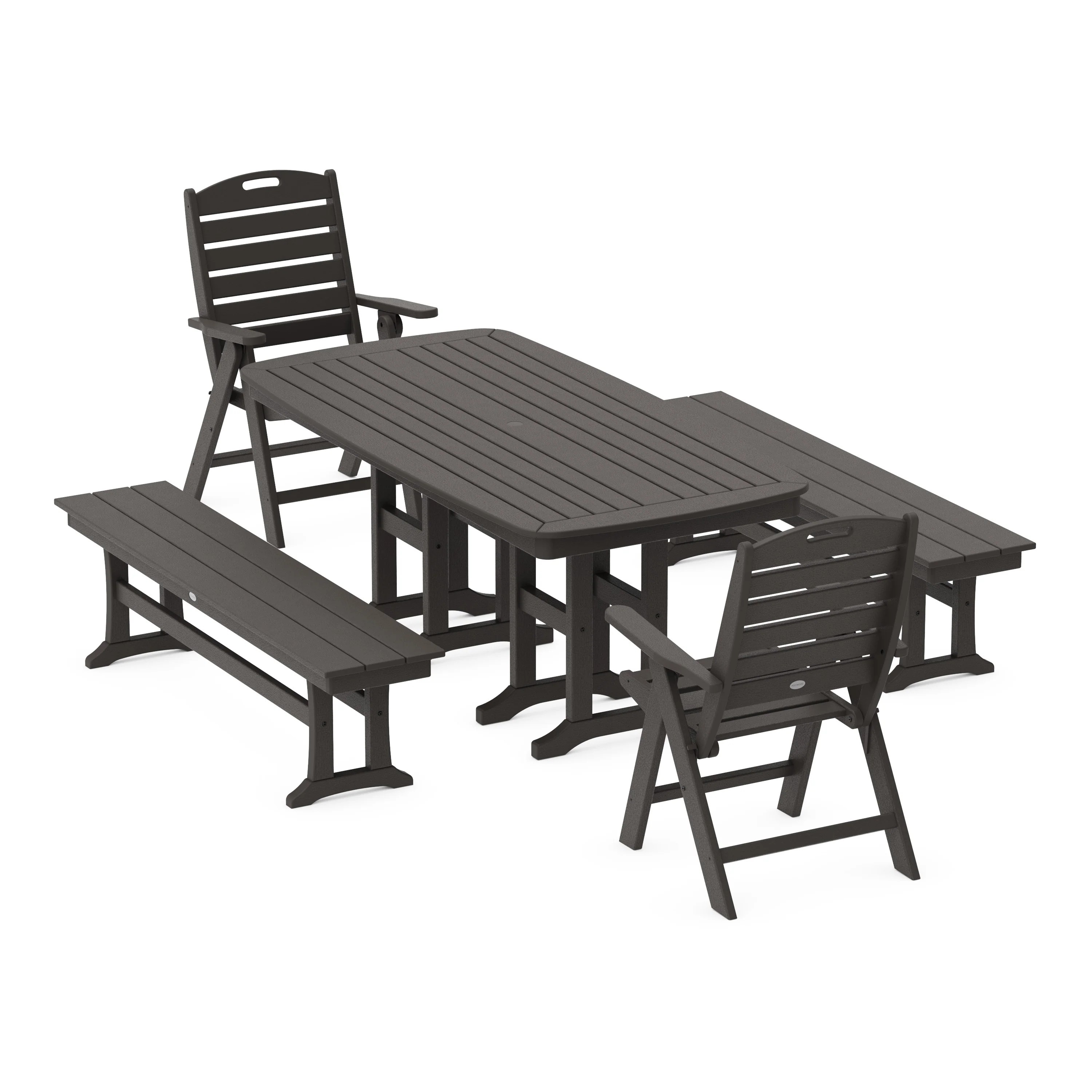 Nautical Highback 5-Piece Dining Set with Benches - Image 5