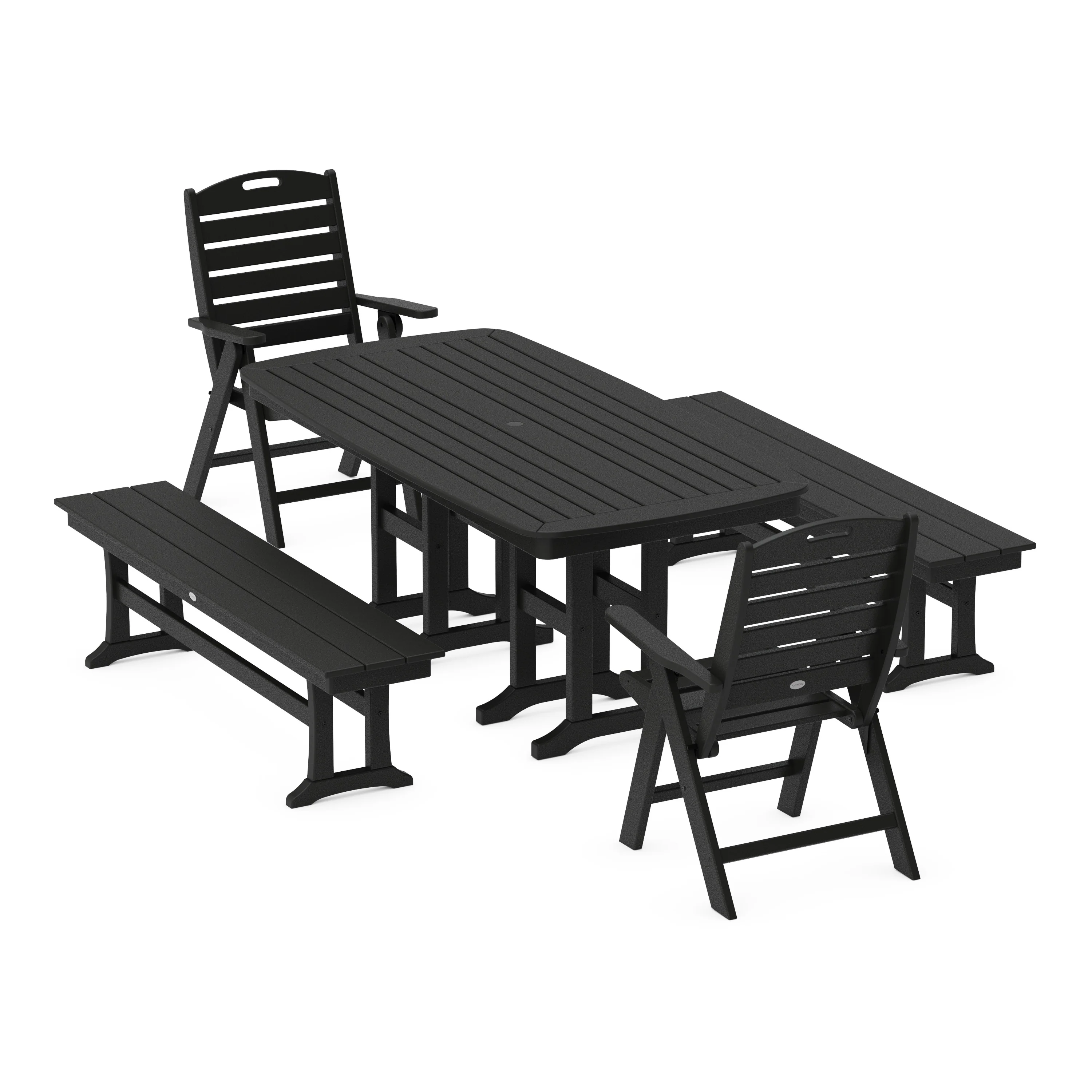 Nautical Highback 5-Piece Dining Set with Benches - Image 6