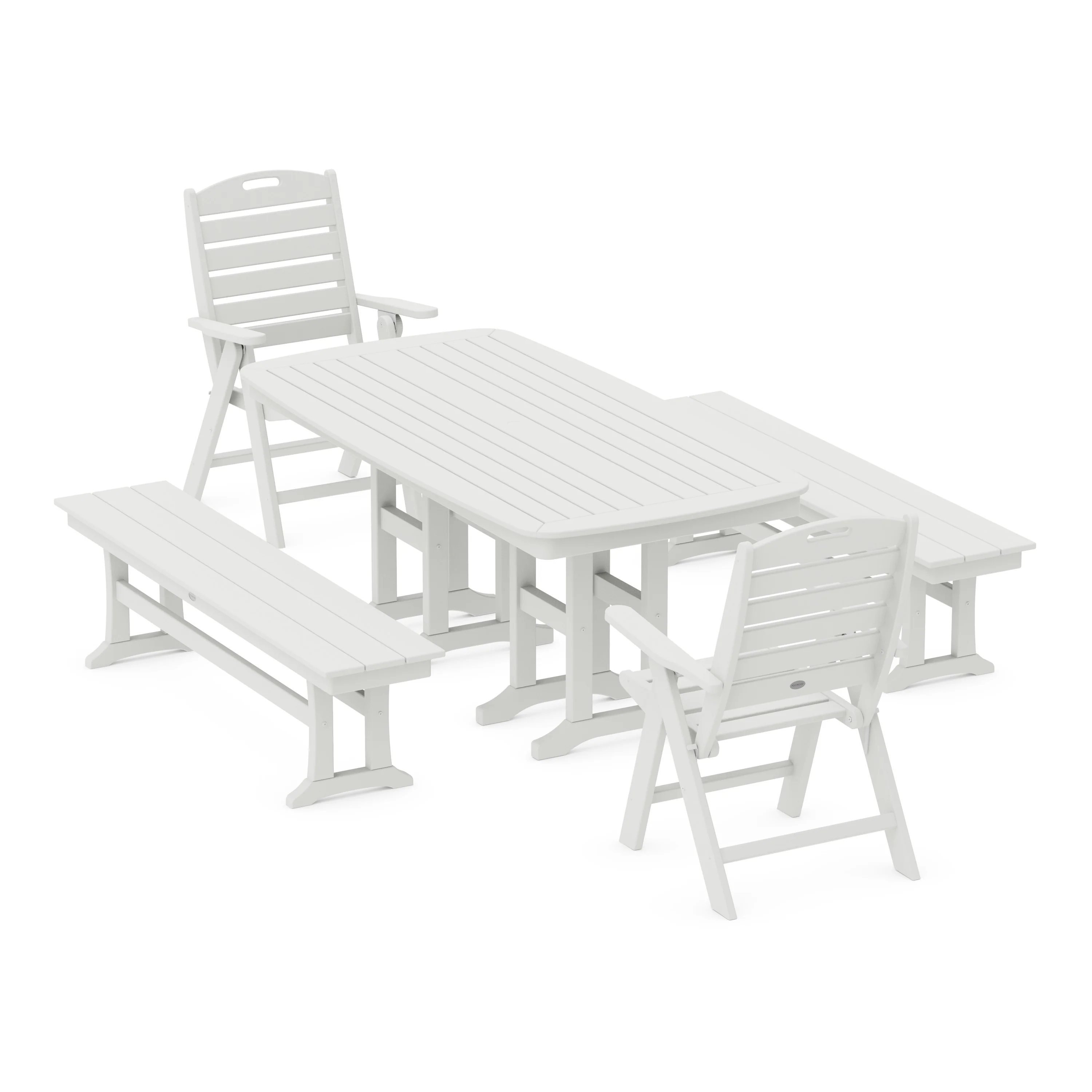 Nautical Highback 5-Piece Dining Set with Benches - Image 7