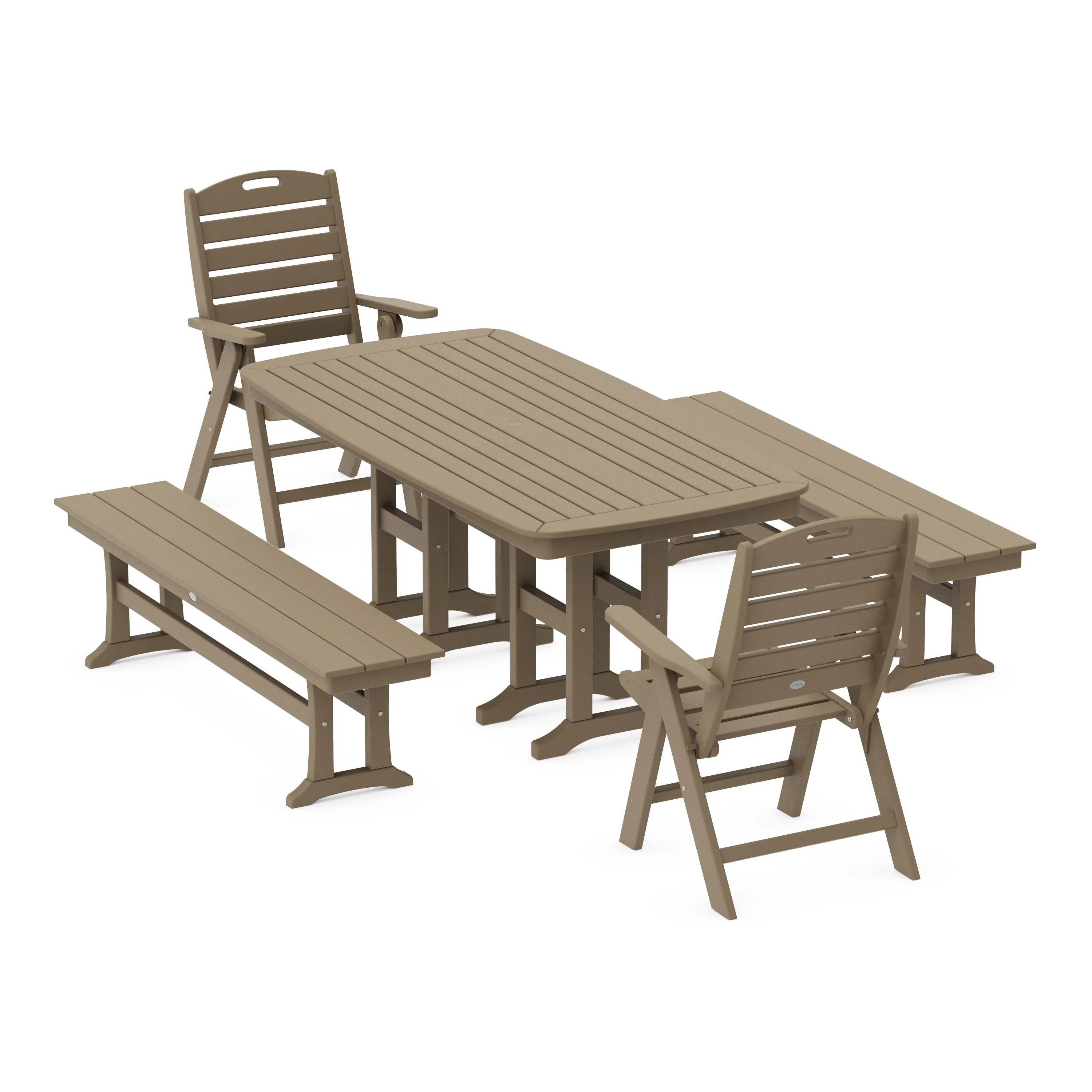 Nautical Highback 5-Piece Dining Set with Benches - Image 8