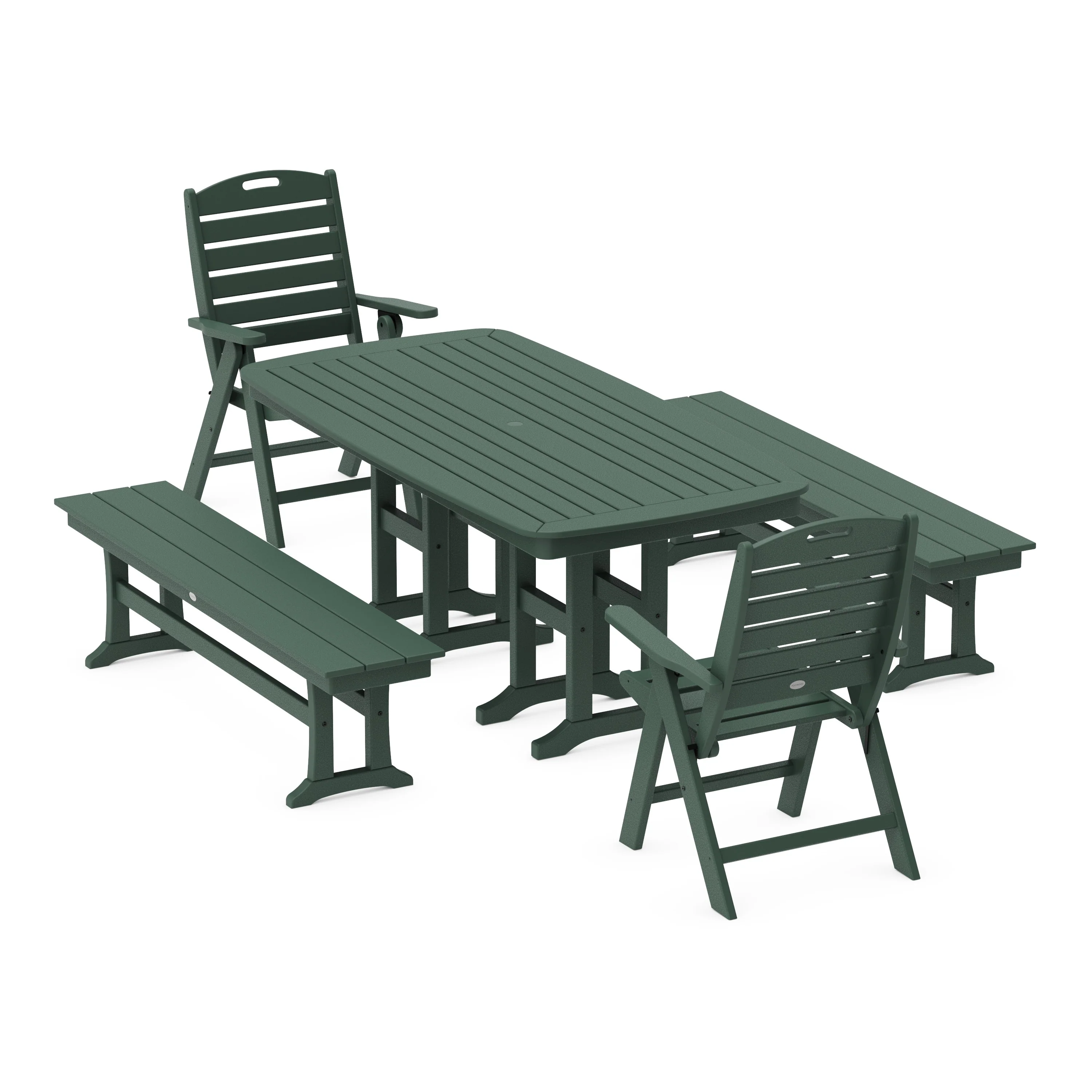Nautical Highback 5-Piece Dining Set with Benches - Image 9
