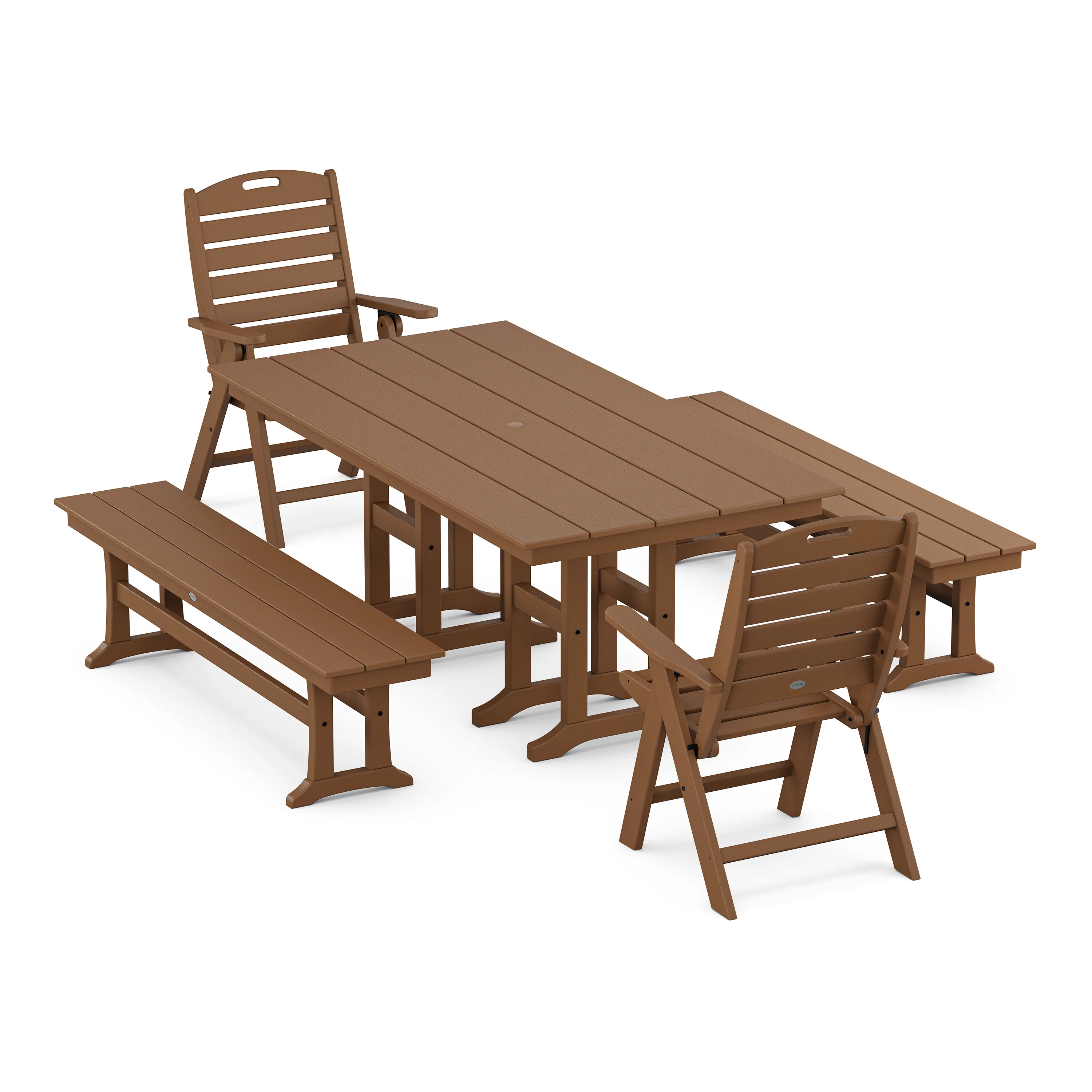 Nautical Highback 5-Piece Farmhouse Dining Set with Benches - Image 8