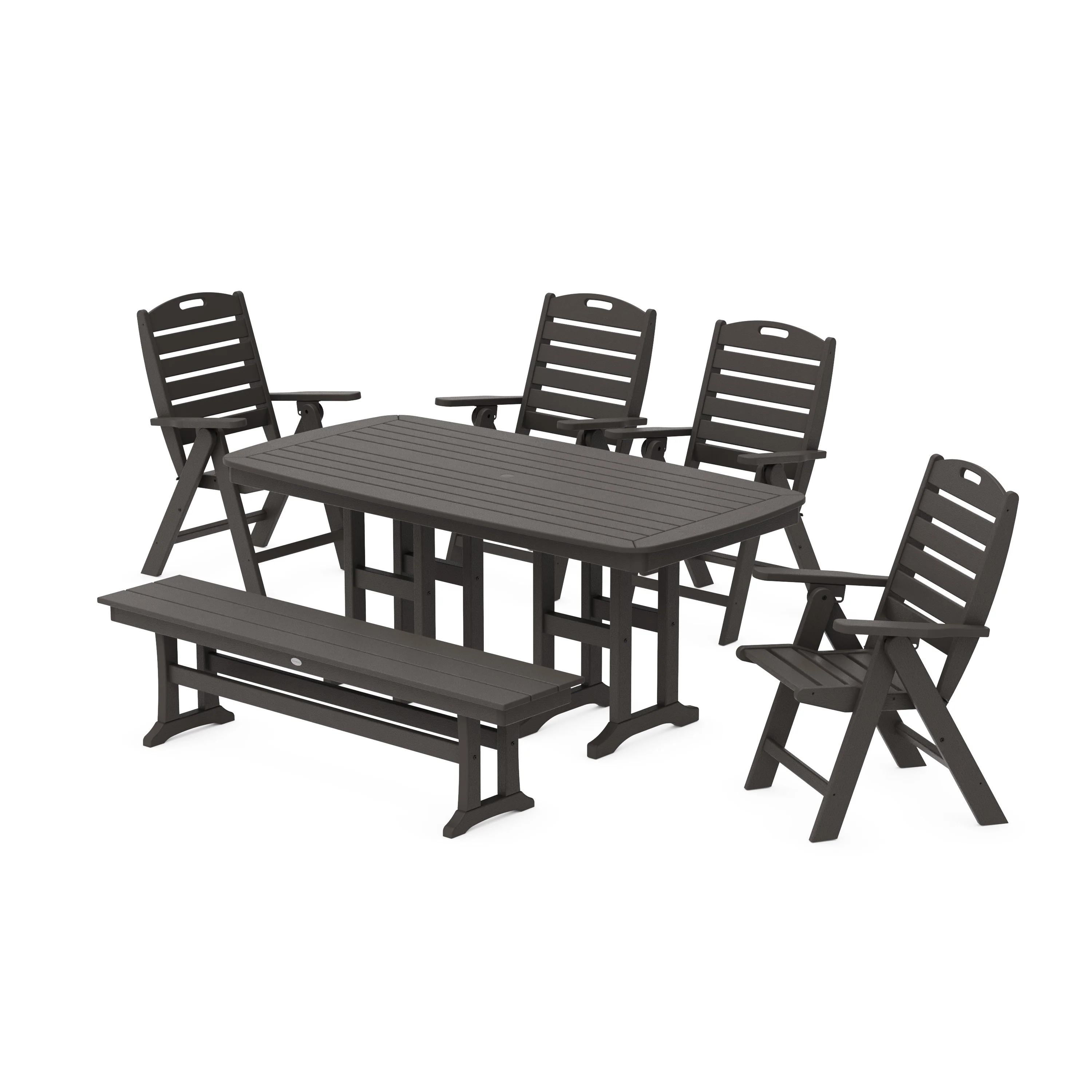 Nautical Highback 6-Piece Dining Set with Bench - Image 10