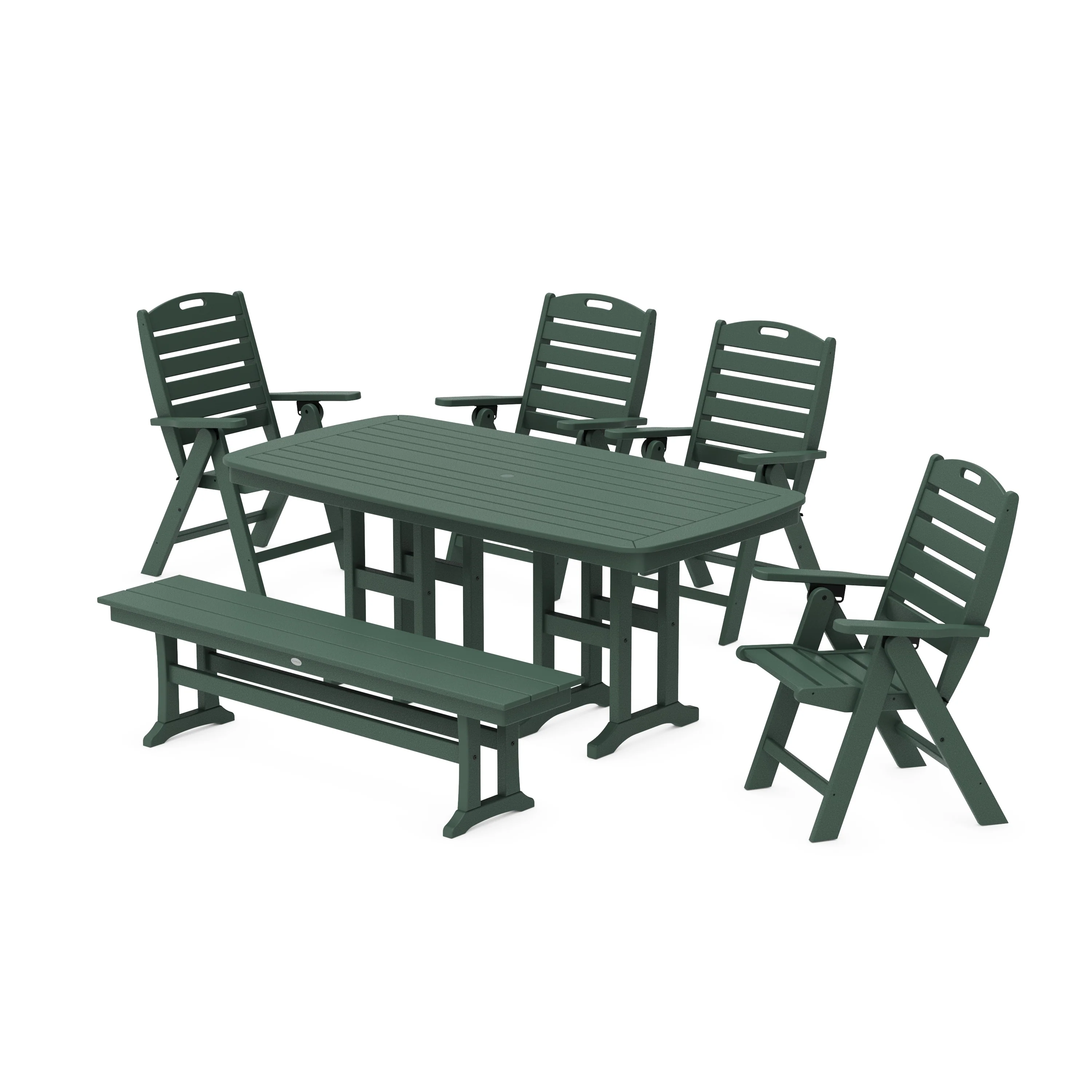 Nautical Highback 6-Piece Dining Set with Bench - Image 3