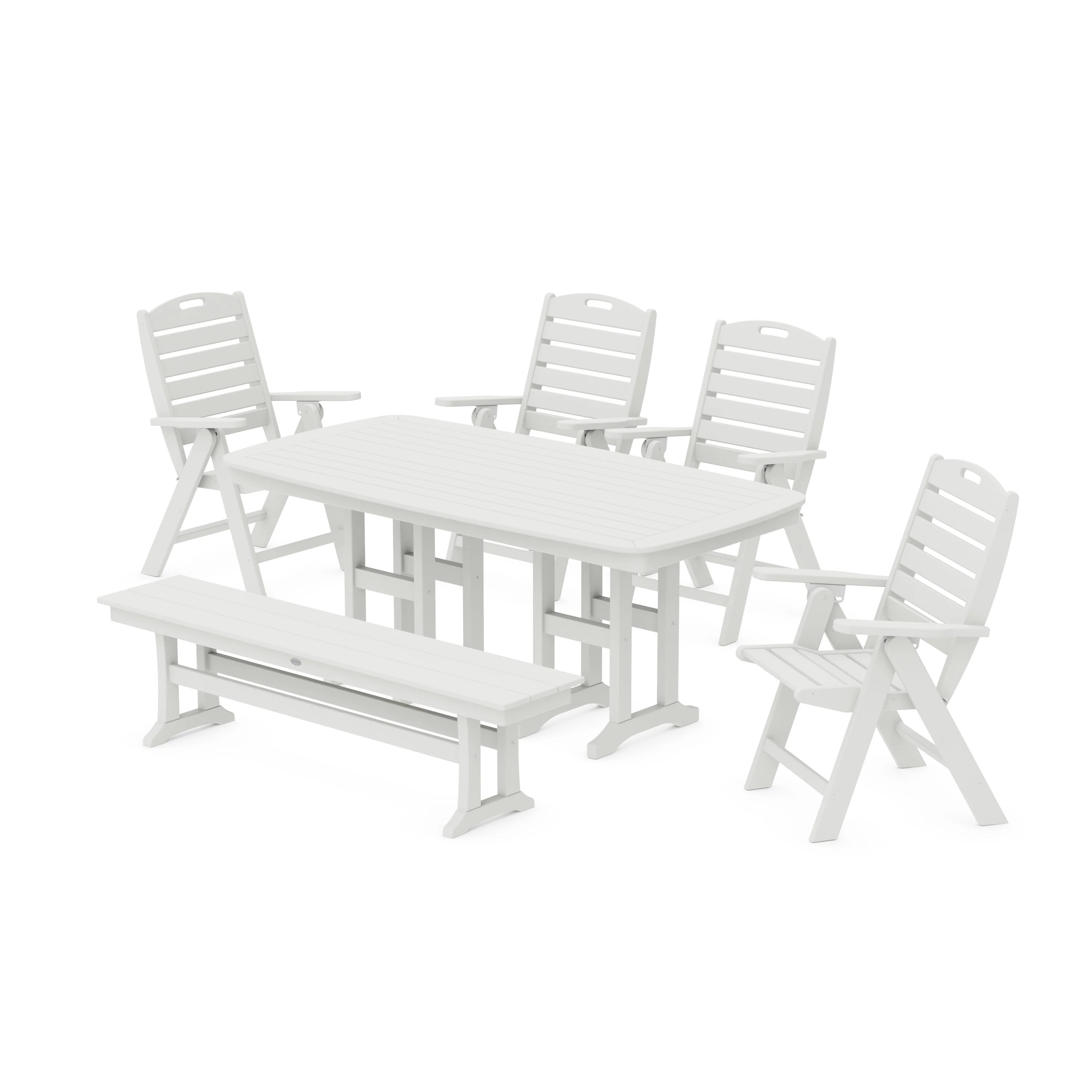 Nautical Highback 6-Piece Dining Set with Bench - Image 4