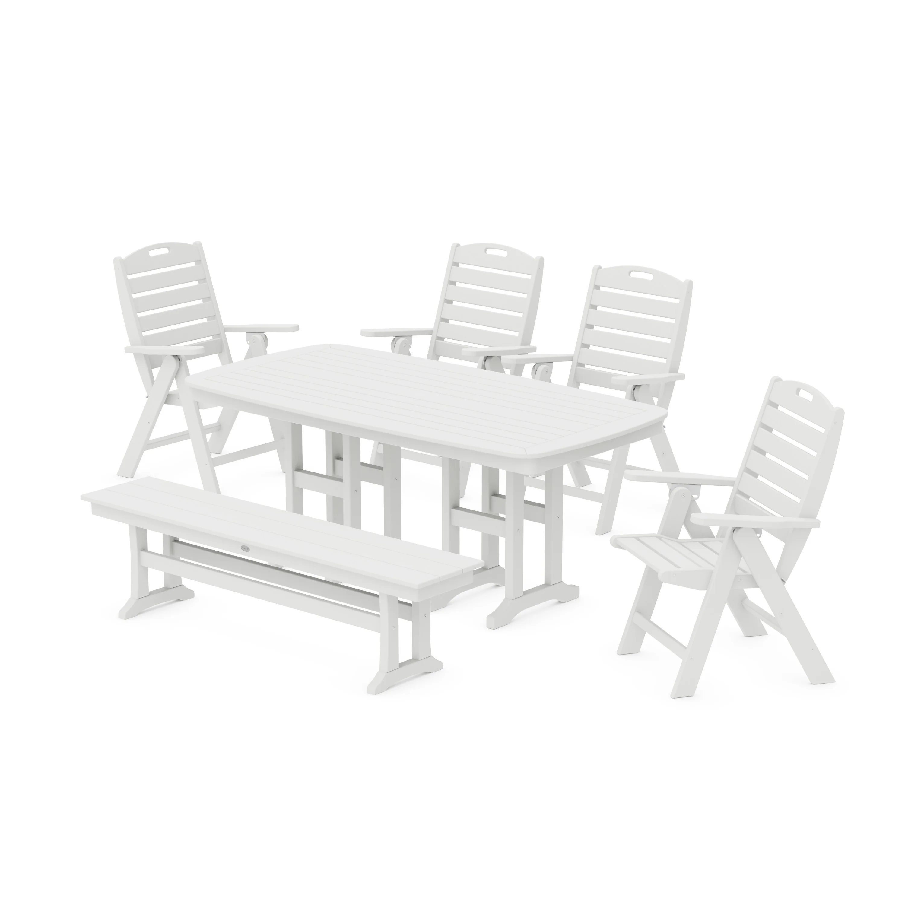 Nautical Highback 6-Piece Dining Set with Bench - Image 5