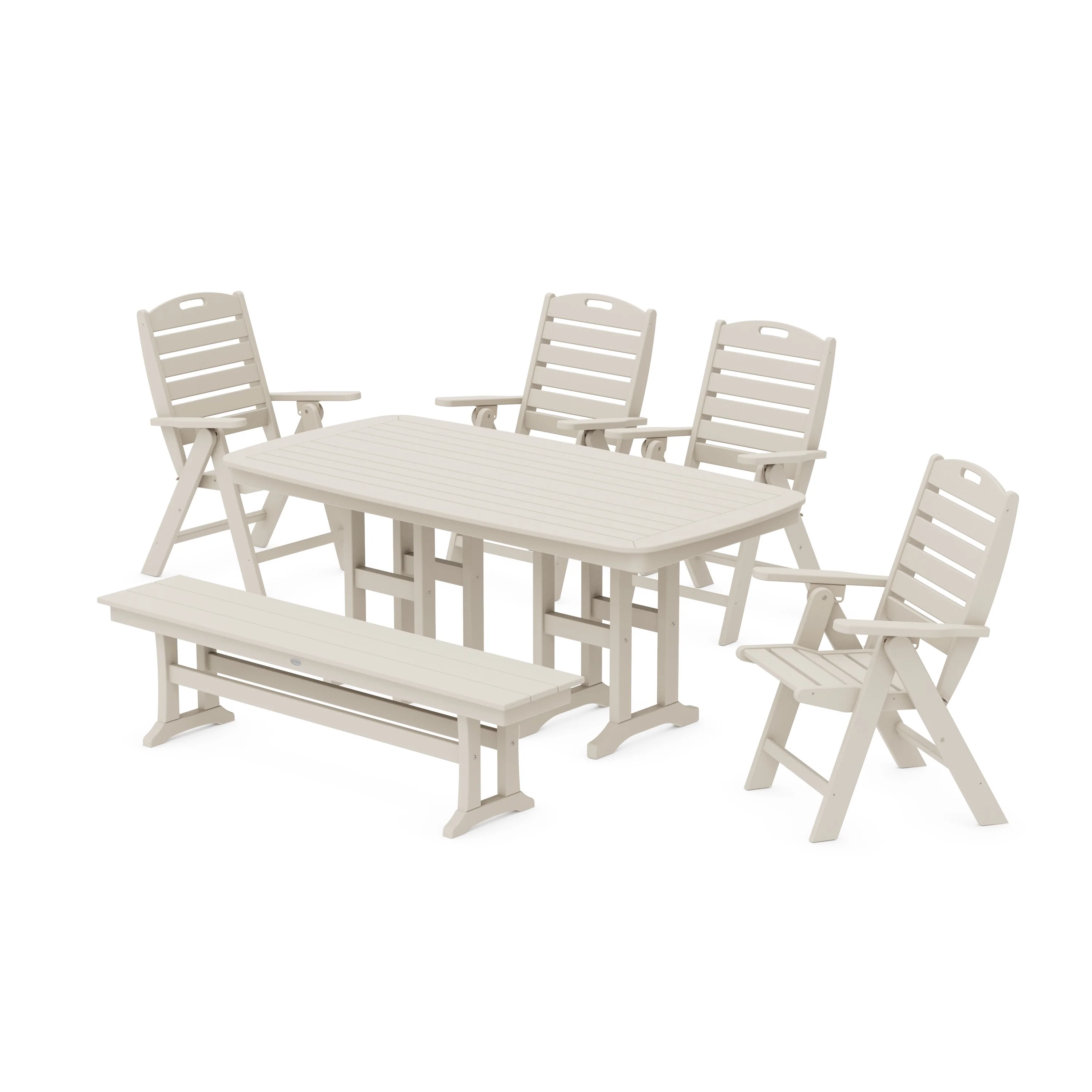 Nautical Highback 6-Piece Dining Set with Bench - Image 7