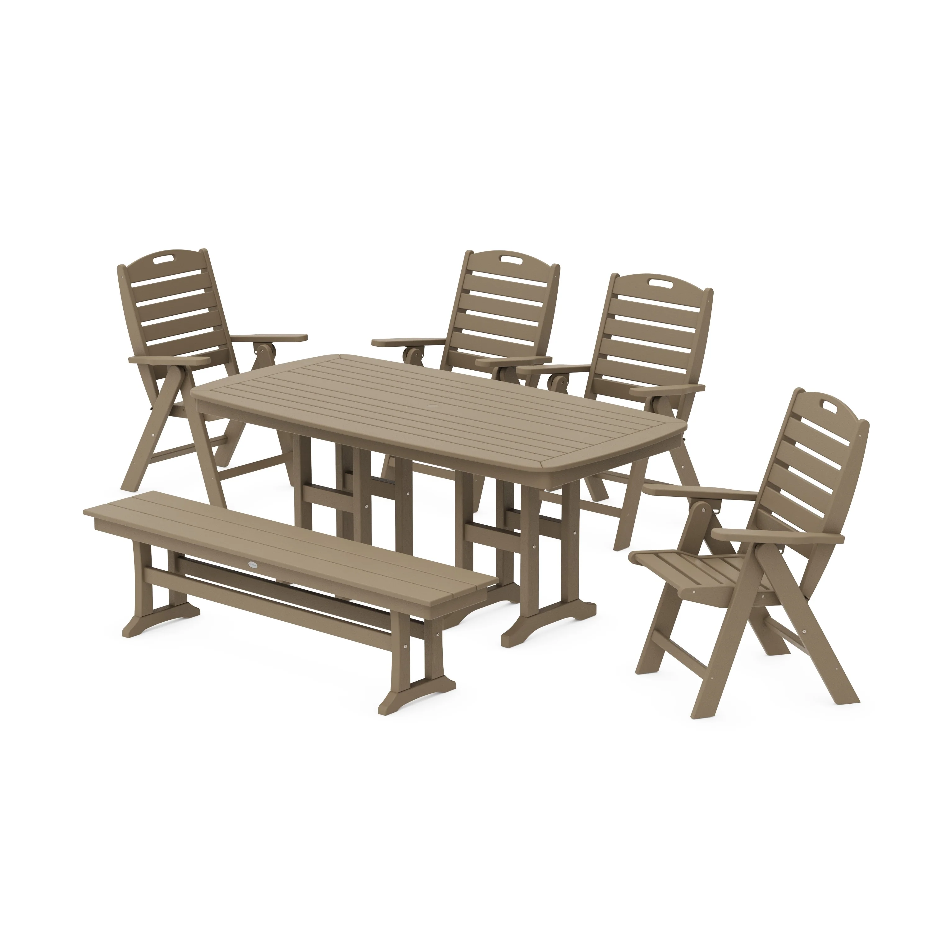 Nautical Highback 6-Piece Dining Set with Bench - Image 8