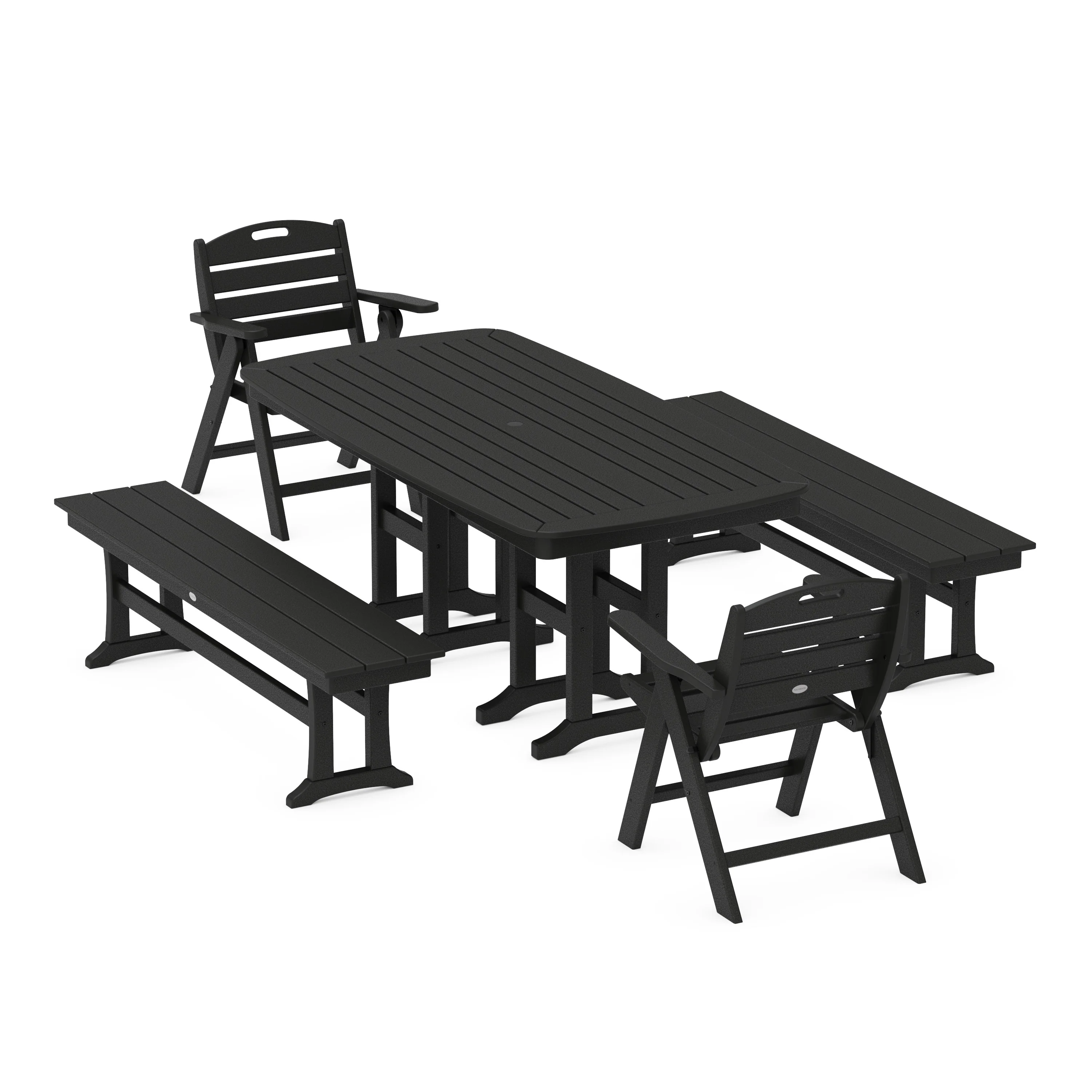 Nautical Lowback 5-Piece Dining Set with Benches - Image 10