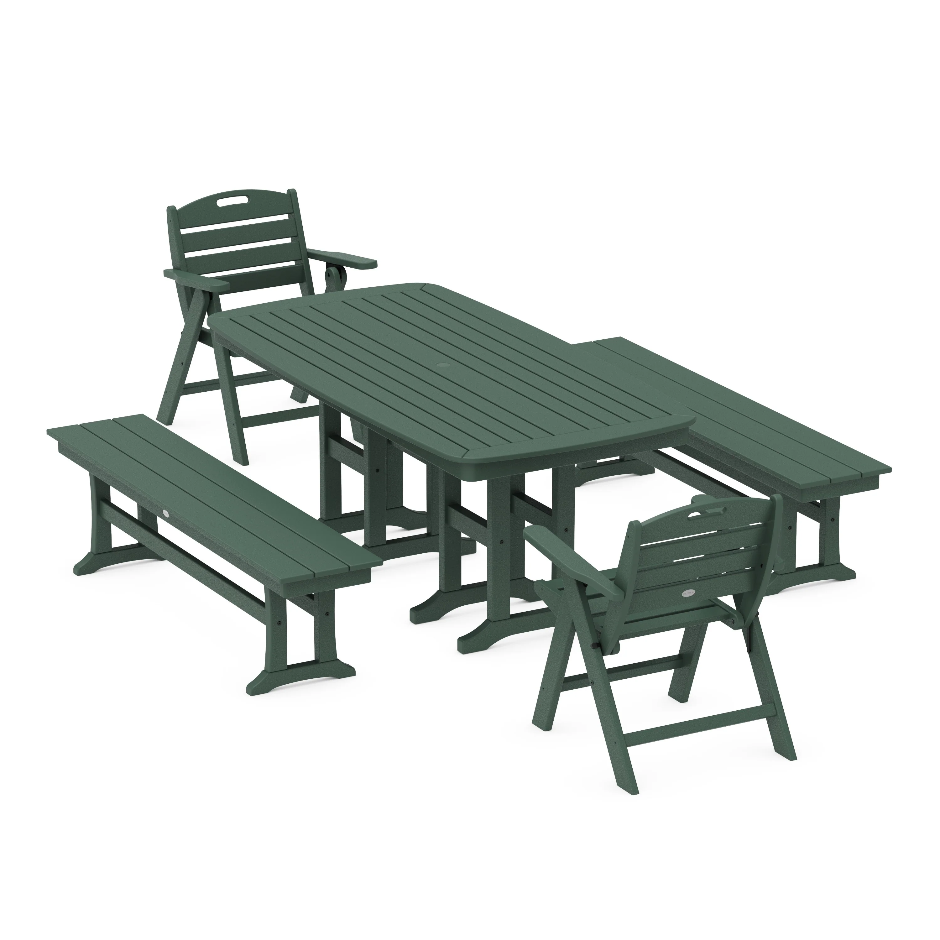 Nautical Lowback 5-Piece Dining Set with Benches - Image 11