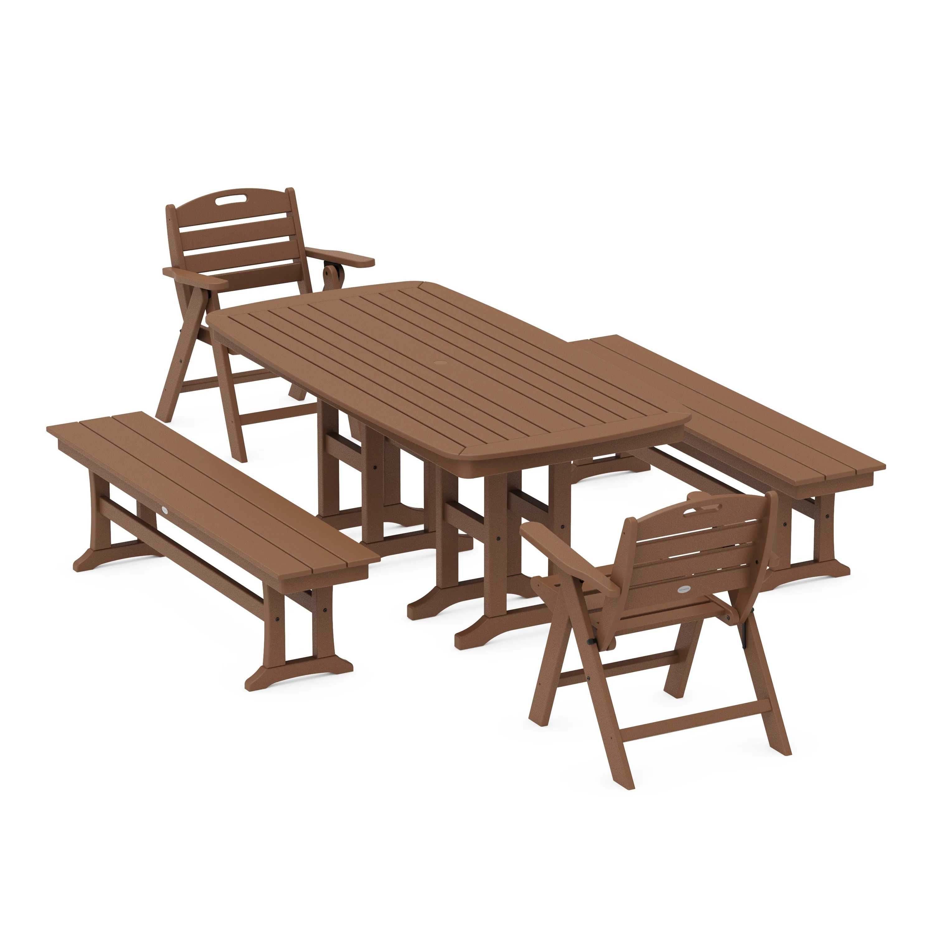 Nautical Lowback 5-Piece Dining Set with Benches - Image 3