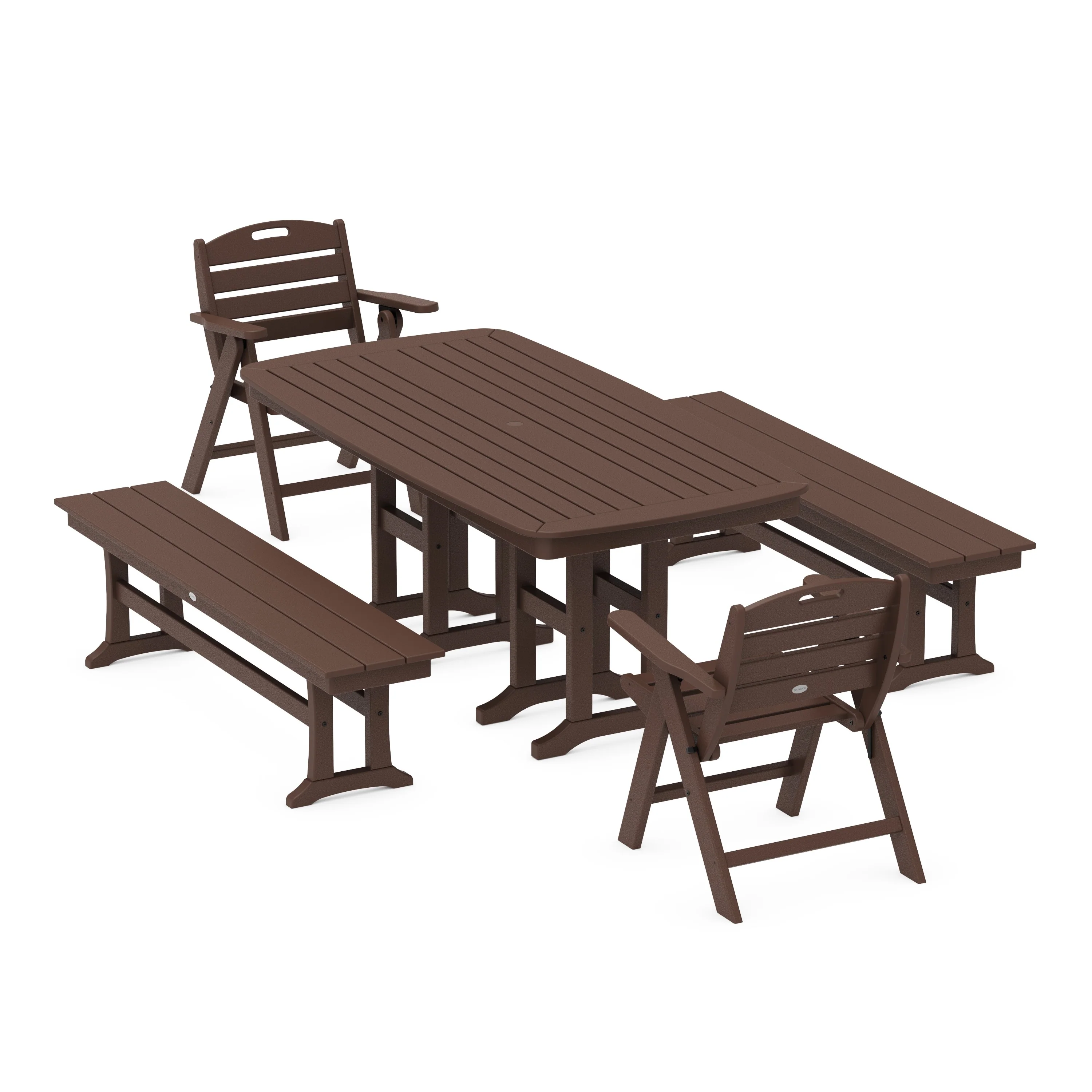 Nautical Lowback 5-Piece Dining Set with Benches - Image 5