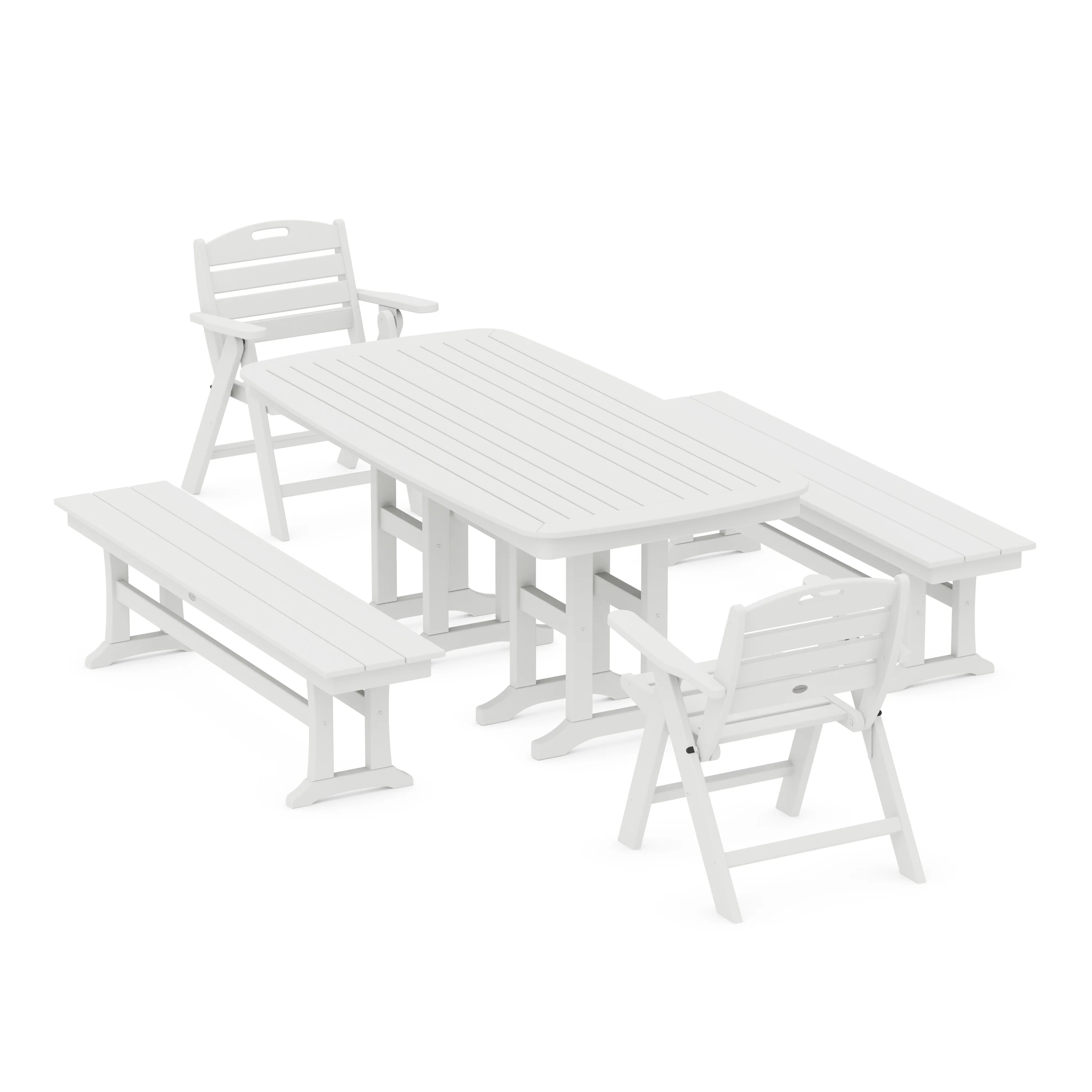 Nautical Lowback 5-Piece Dining Set with Benches - Image 6