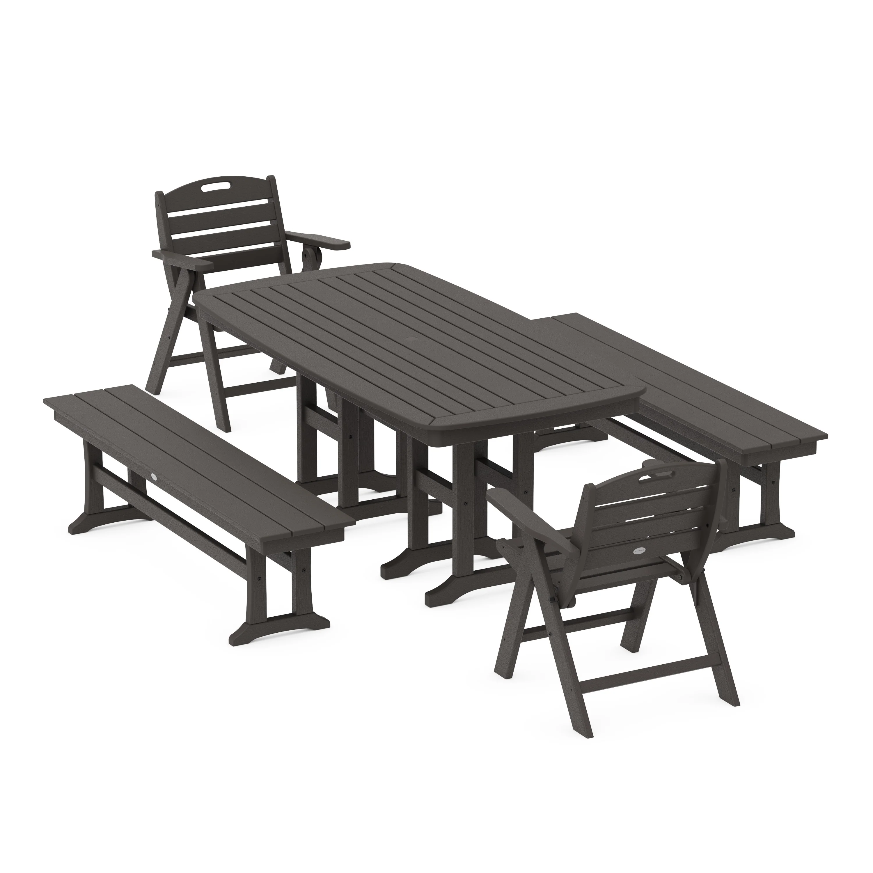 Nautical Lowback 5-Piece Dining Set with Benches - Image 7