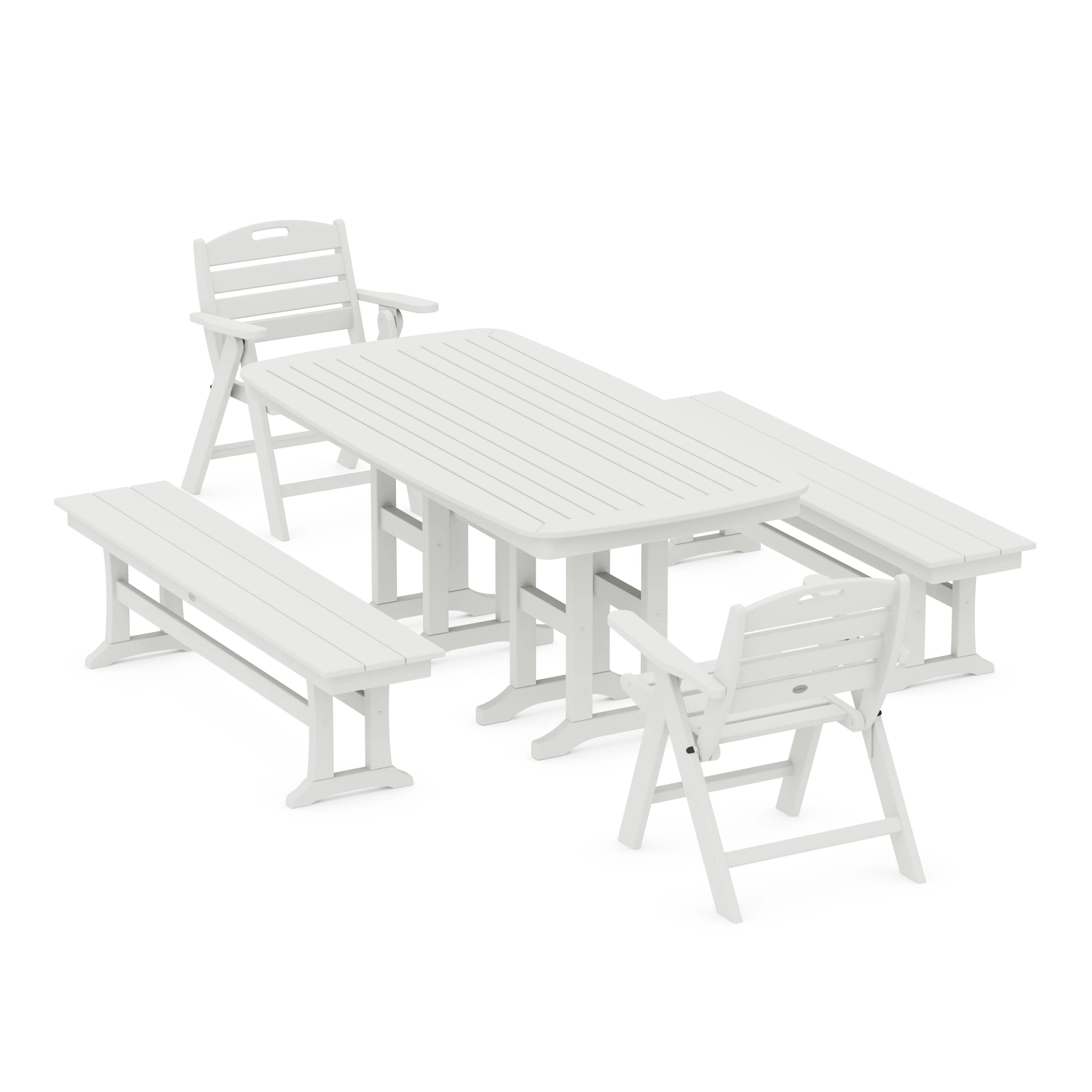 Nautical Lowback 5-Piece Dining Set with Benches - Image 9
