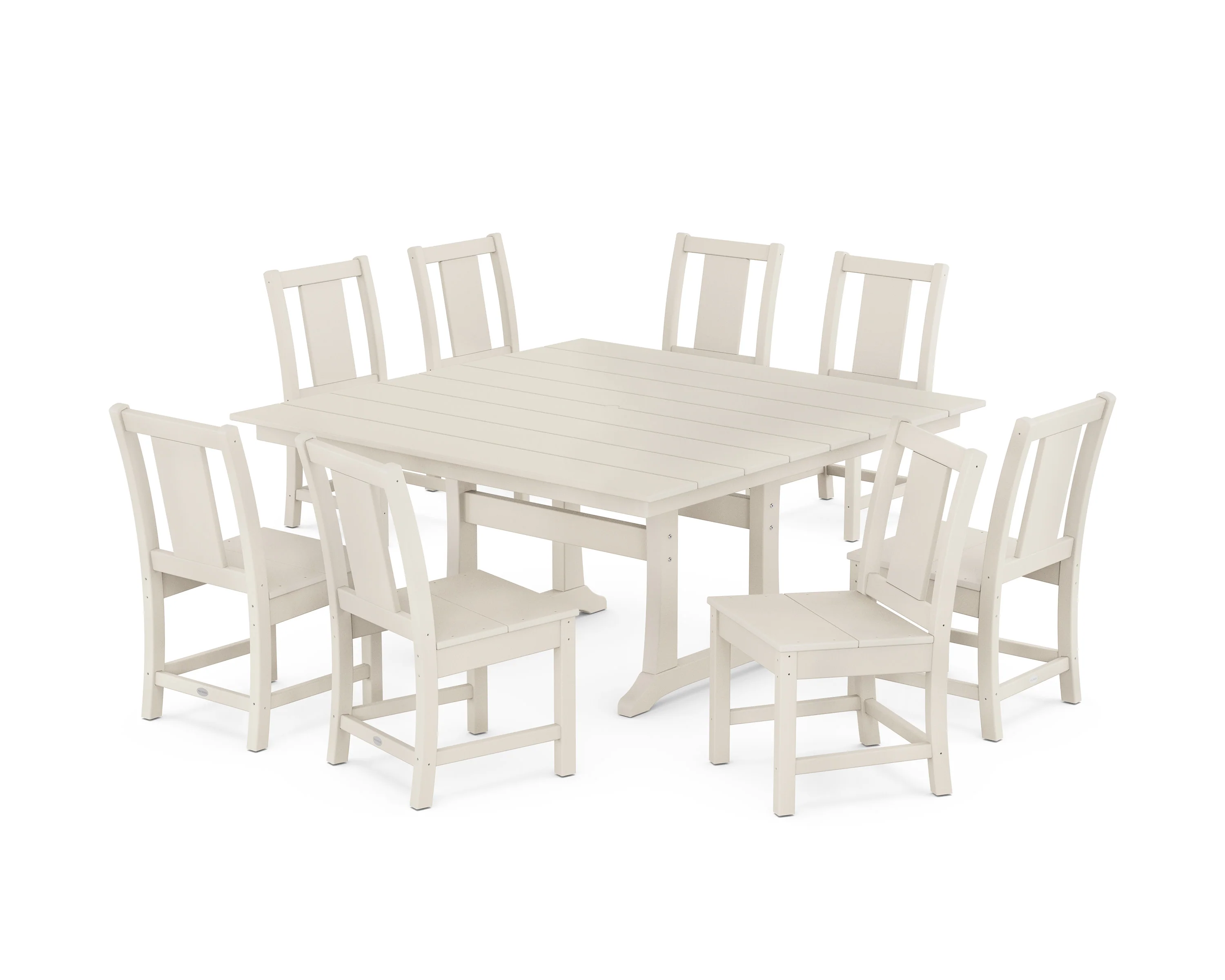 Prairie Side Chair 9-Piece Square Farmhouse Dining Set with Trestle Legs - Image 4