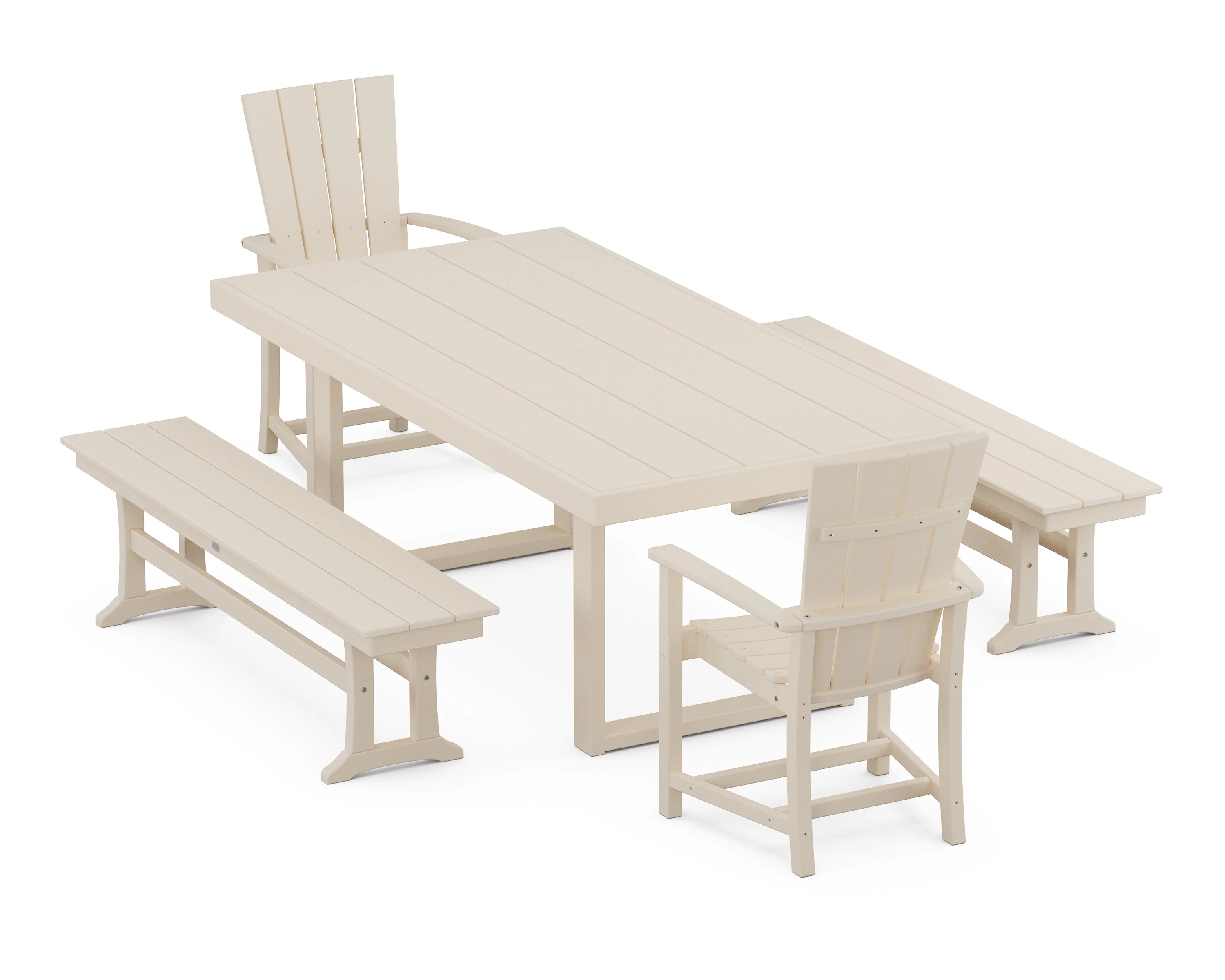 Quattro 5-Piece Dining Set with Benches - Image 4