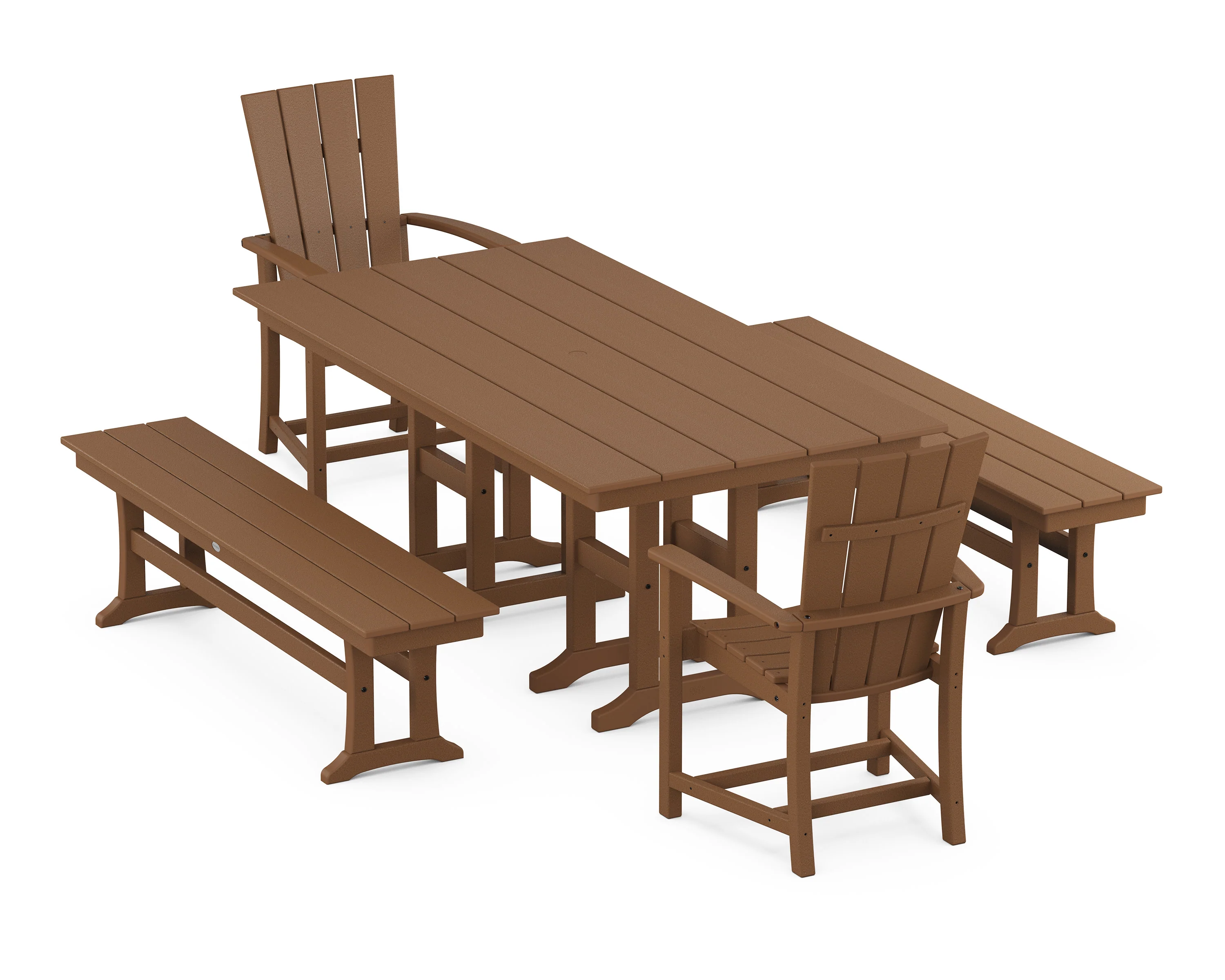Quattro 5-Piece Farmhouse Dining Set with Benches - Image 4